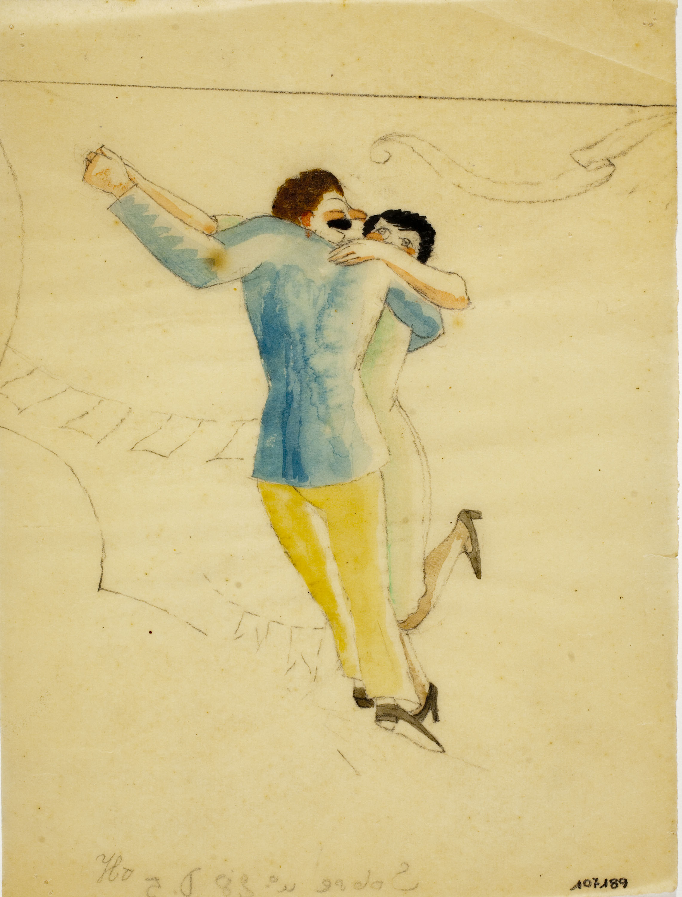 image for: Xavier Nogués - Parella ballant. Estudi preparatori per a la decoració de vidre esmaltat - Cap a 1924-1928