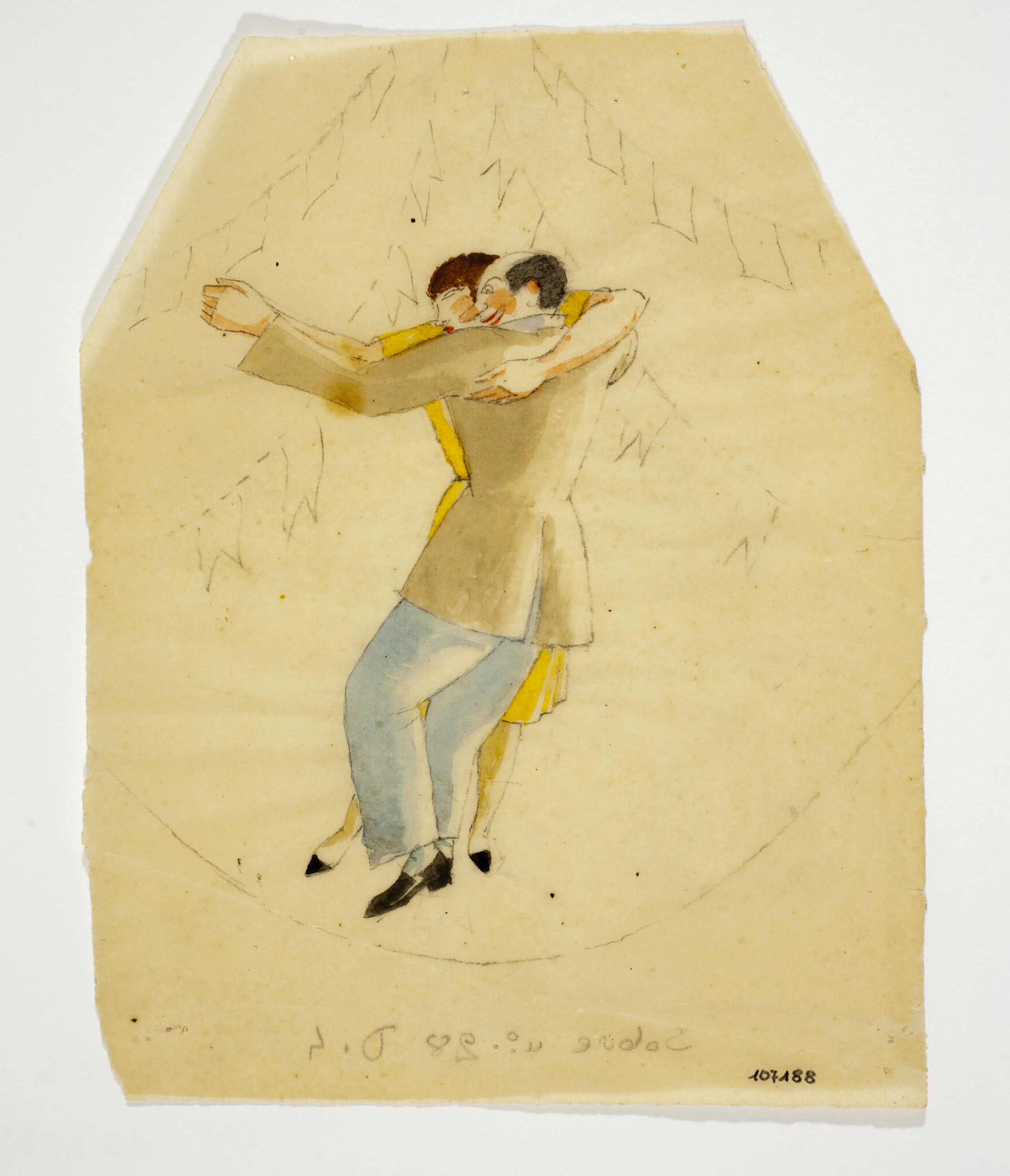 image for: Xavier Nogués - Parella ballant i motius decoratius. Estudi preparatori per a la decoració de vidre esmaltat - Cap a 1924-1928