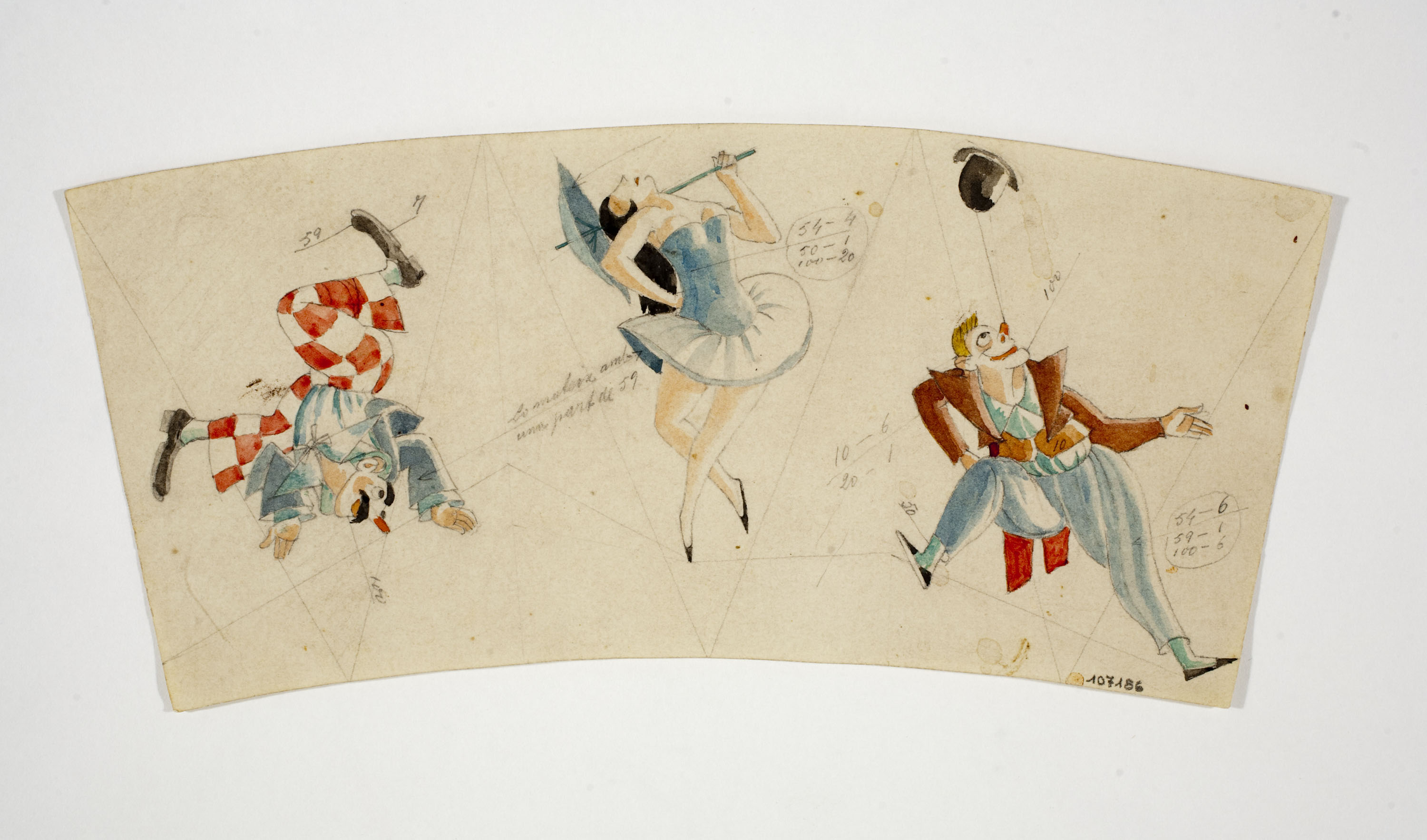 image for: Xavier Nogués - Escenes de circ. Estudi preparatori per a la decoració de vidre esmaltat - Cap a 1924-1928