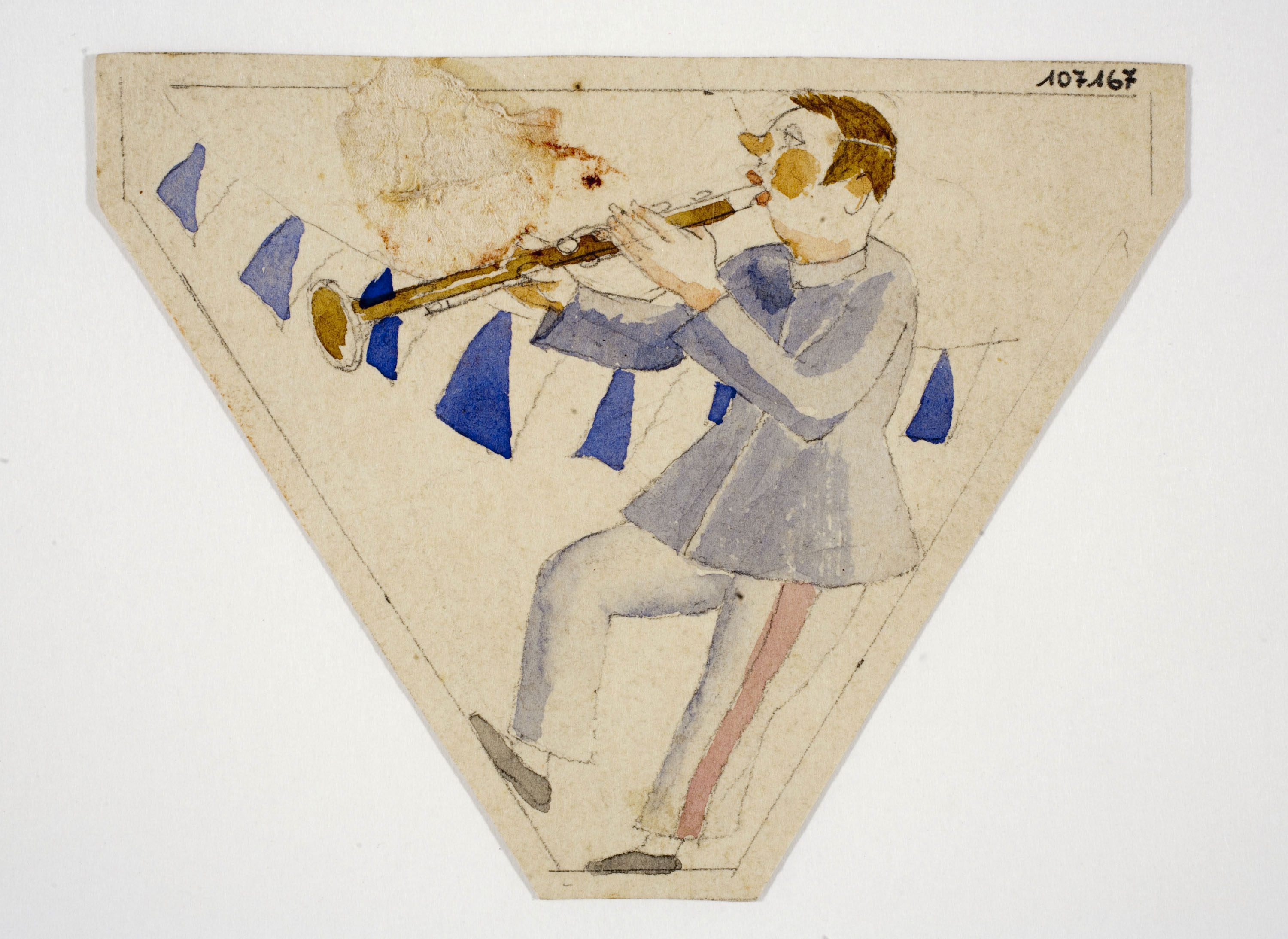 image for: Xavier Nogués - Clarinetista i motius decoratius. Estudi preparatori per a la decoració d'un marc de mirall - Cap a 1924-1928