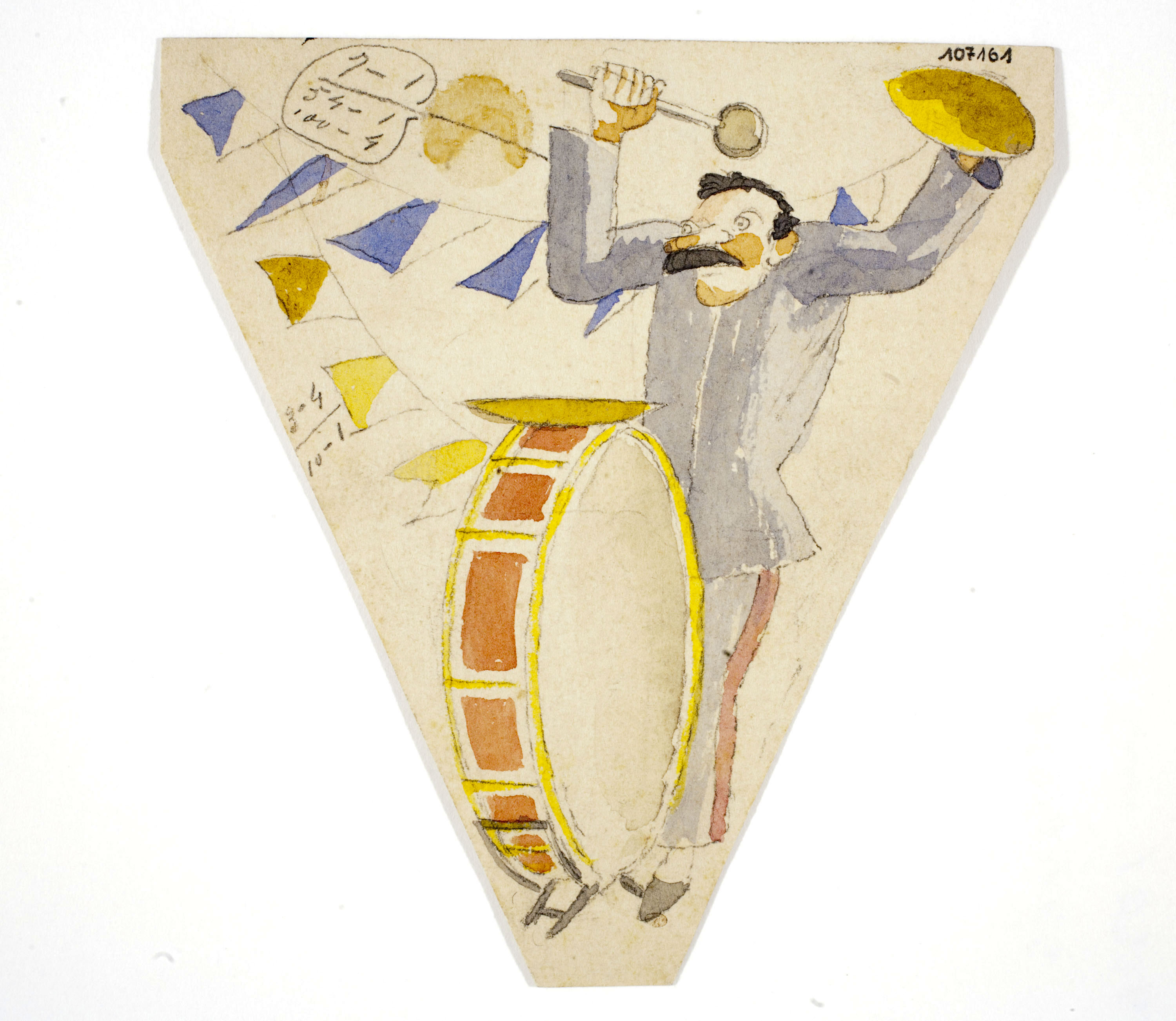 image for: Xavier Nogués - Percussionista i motius decoratius. Estudi preparatori per a la decoració d'un marc de mirall - Cap a 1924-1928