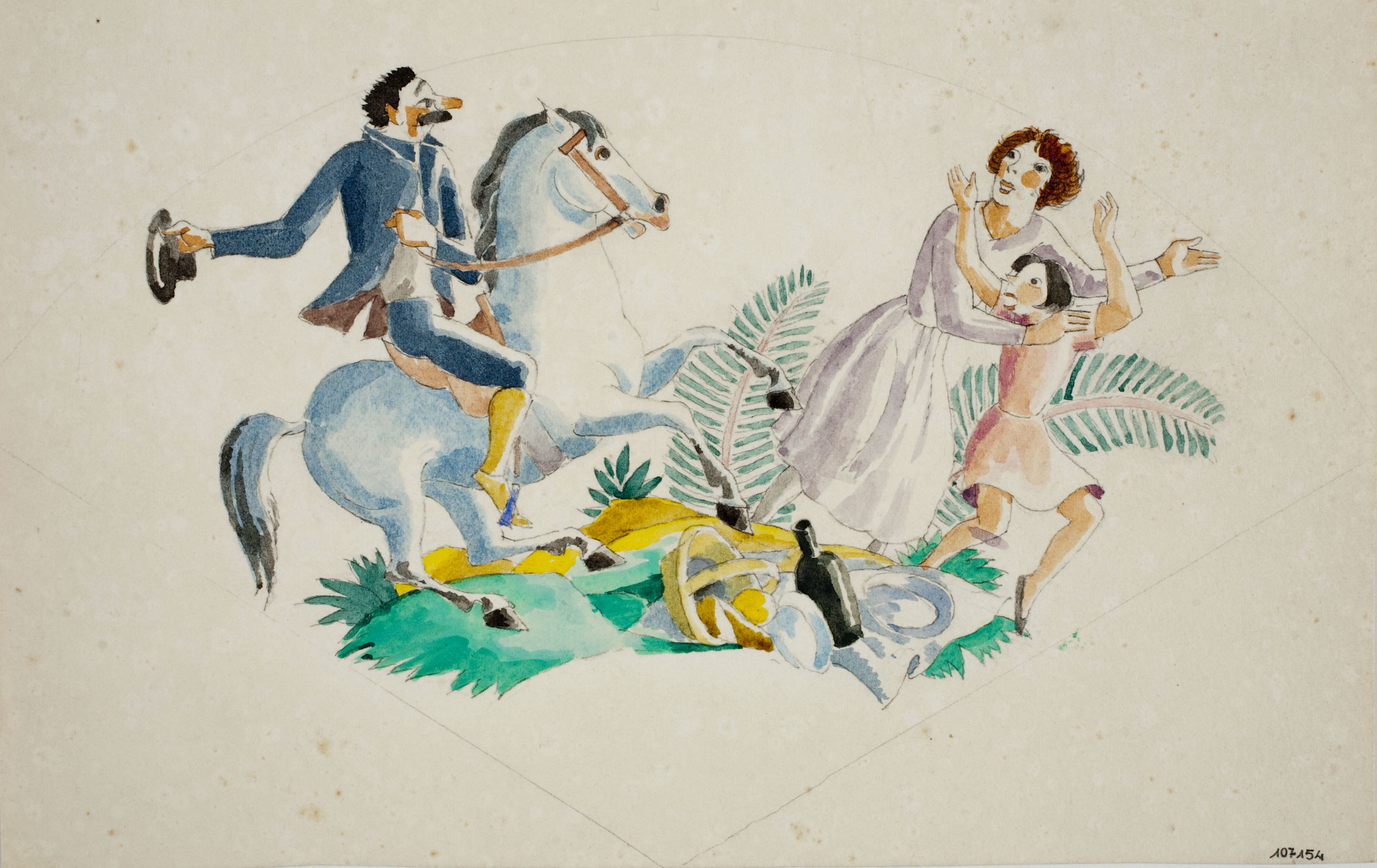 image for: Xavier Nogués - Àpat campestre. Estudi preparatori per a la decoració de vidre esmaltat - Cap a 1924-1928