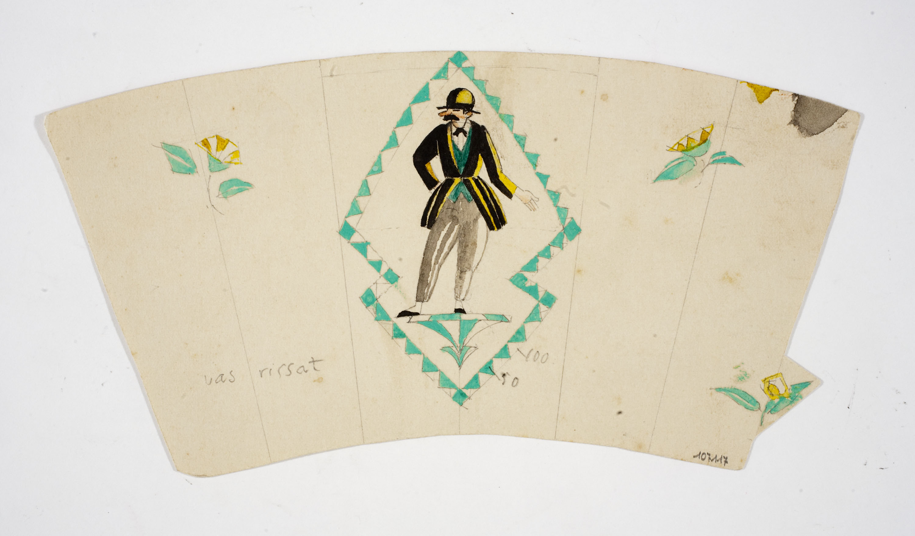 image for: Xavier Nogués - Home dempeus entre motius decoratius i florals. Estudi preparatori per a la decoració de vidre esmaltat - Cap a 1924-1928