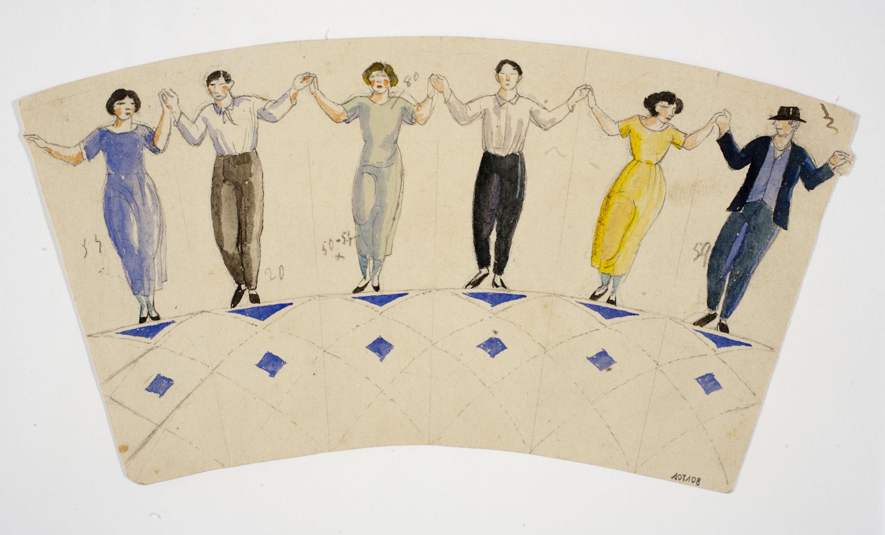 image for: Xavier Nogués - Sardana i motius decoratius. Estudi preparatori per a la decoració de vidre esmaltat - Cap a 1924-1928