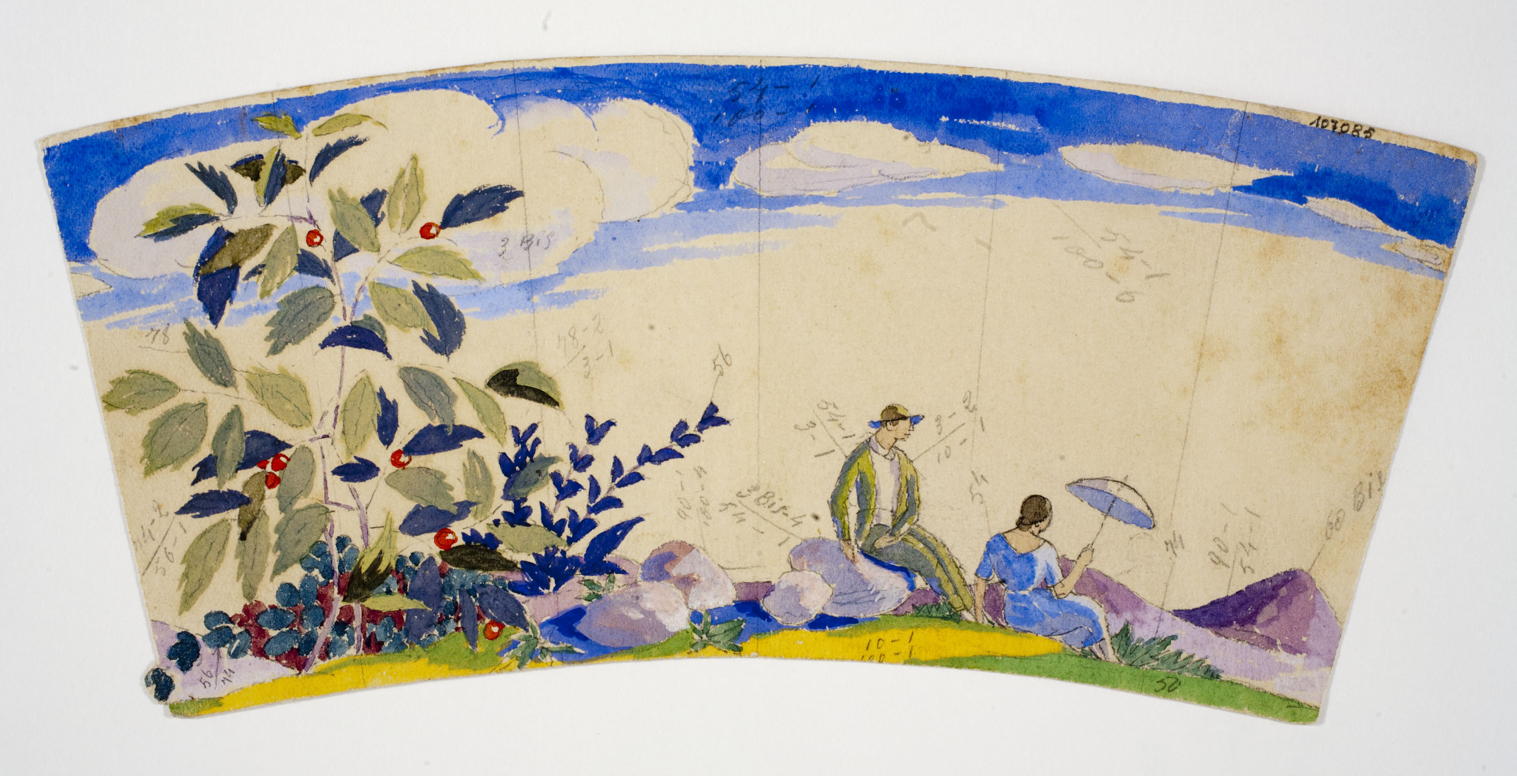 image for: Xavier Nogués - Parella al camp. Estudi preparatori per a la decoració d'una gerra de vidre esmaltat - Cap a 1924-1928