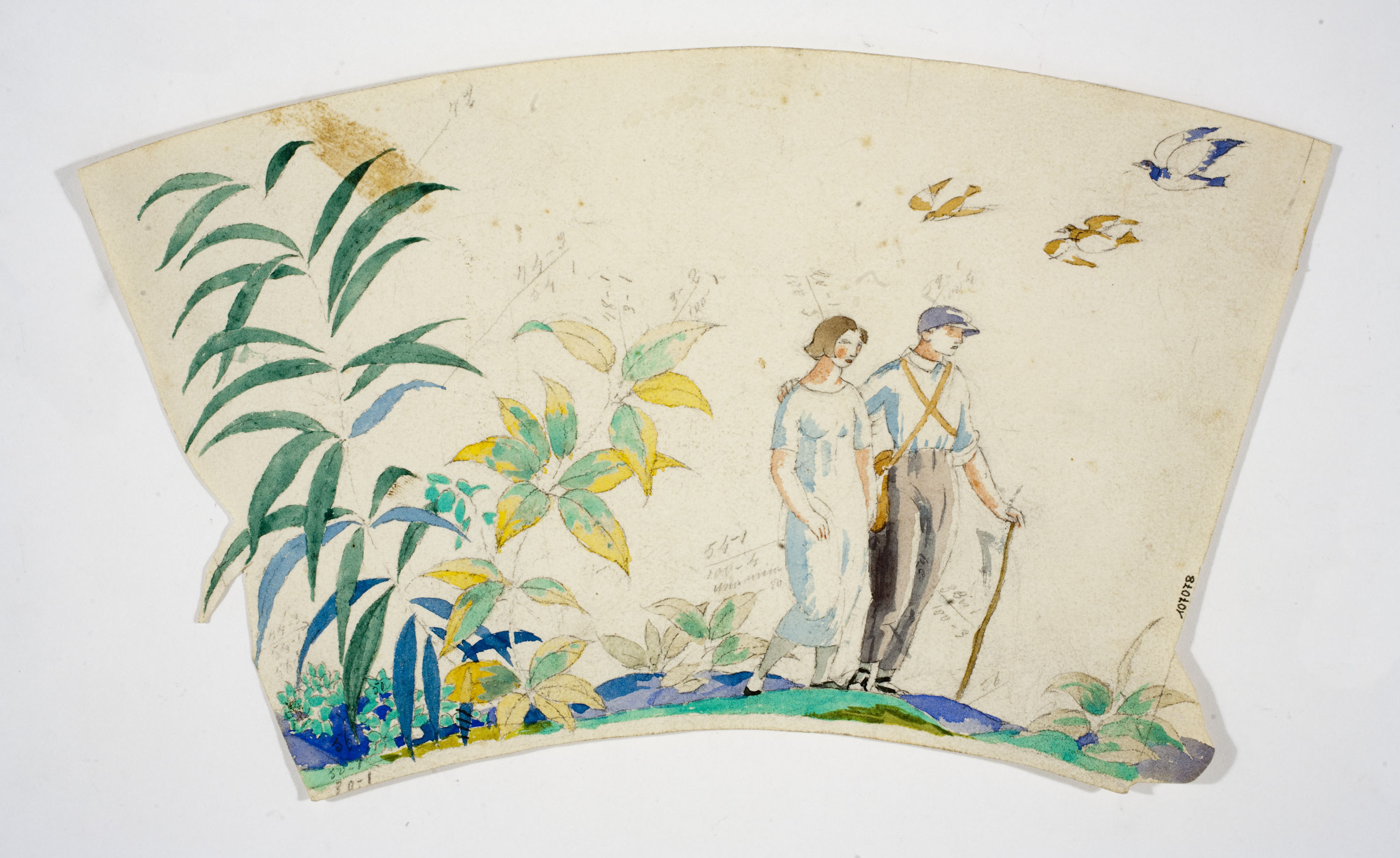 Xavier Nogués - Parella al camp. Estudi preparatori per a la decoració de vidre esmaltat - Cap a 1924-1928 image for: Xavier Nogués - Parella al camp. Estudi preparatori per a la decoració de vidre esmaltat - Cap a 1924-1928