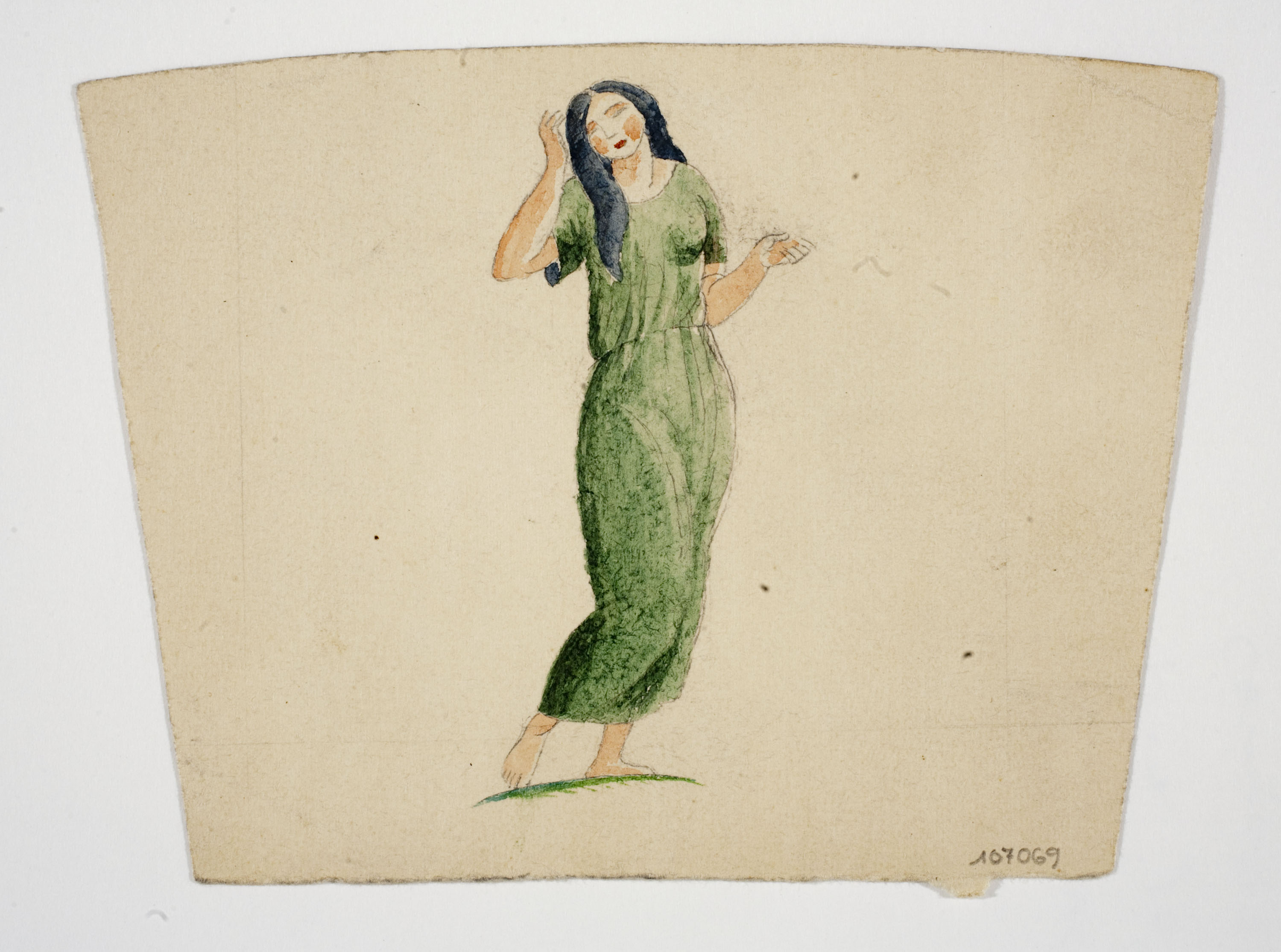 image for: Xavier Nogués - Dona ballant. Estudi preparatori per a la decoració de vidre esmaltat - Cap a 1924-1928