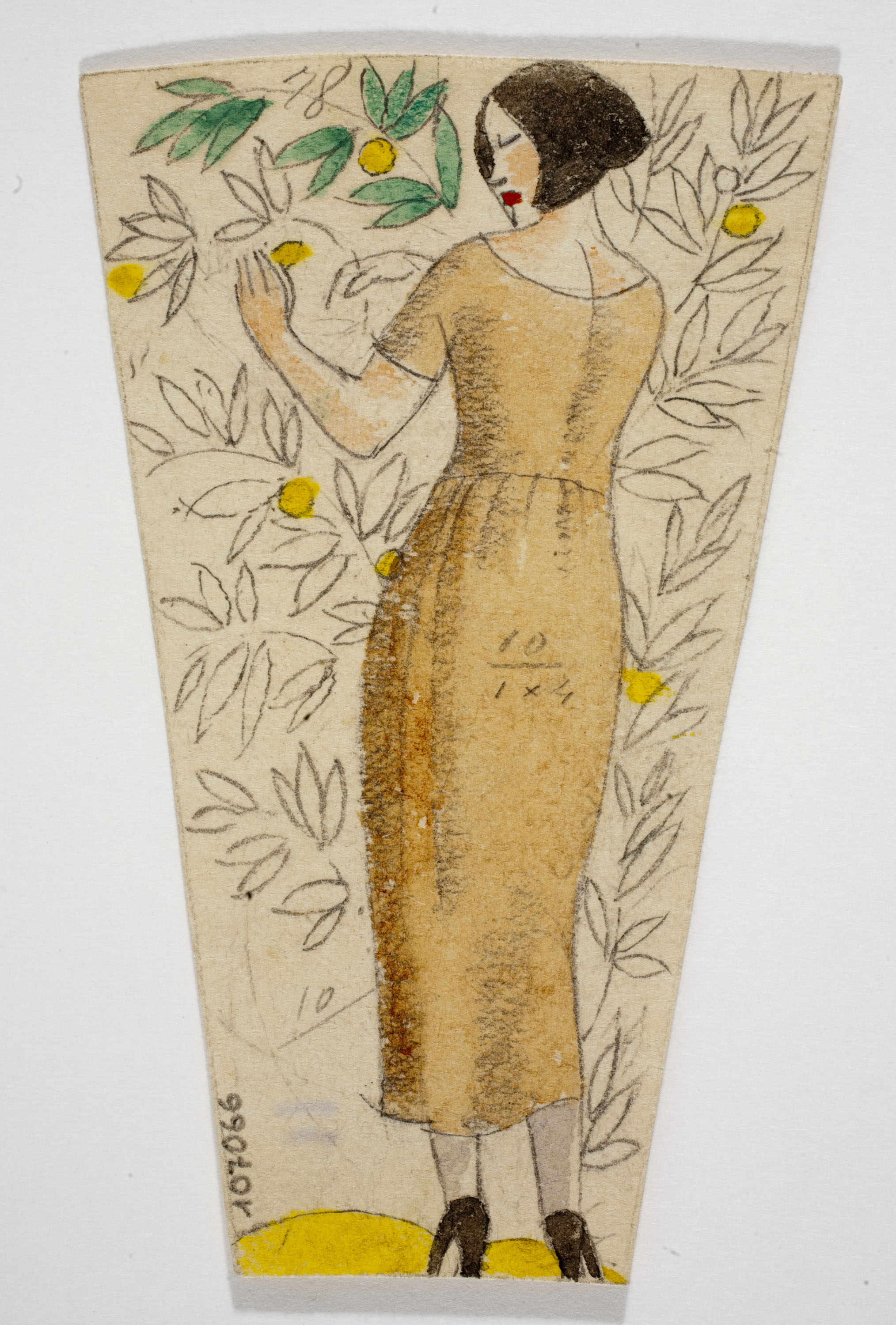 image for: Xavier Nogués - Dona ballant i motius vegetals. Estudi preparatori per a la decoració de vidre esmaltat - Cap a 1924-1928