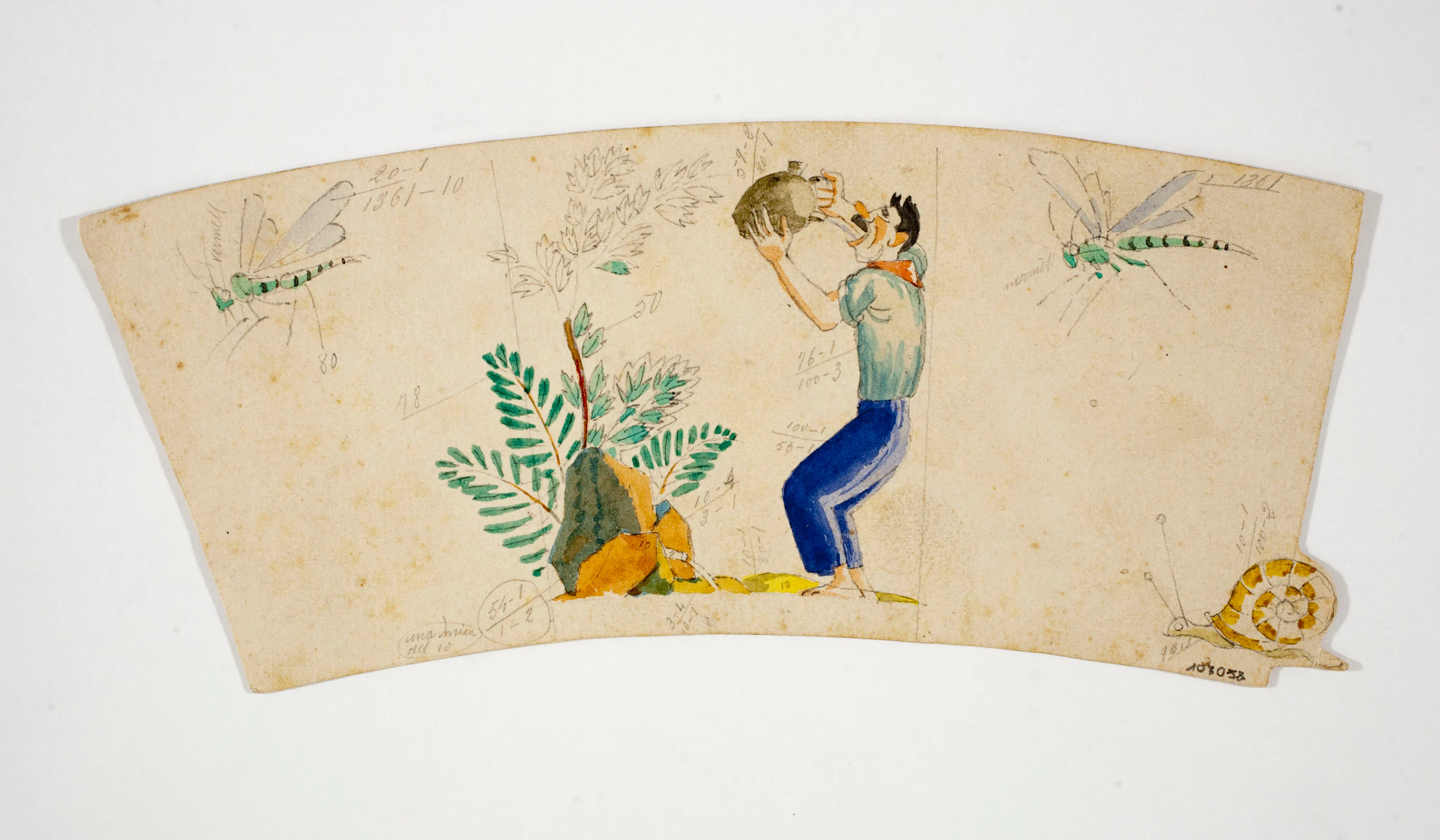 image for: Xavier Nogués - Home bevent amb cantir al camp. Estudi preparatori per a la decoració de vidre esmaltat - Cap a 1924-1928