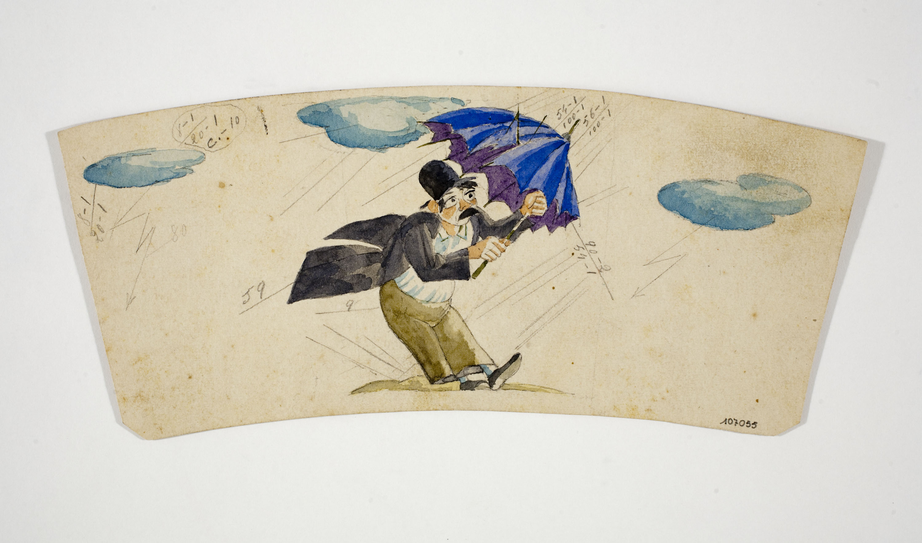 image for: Xavier Nogués - Home amb paraigües. Estudi preparatori per a la decoració de vidre esmaltat - Cap a 1924-1928