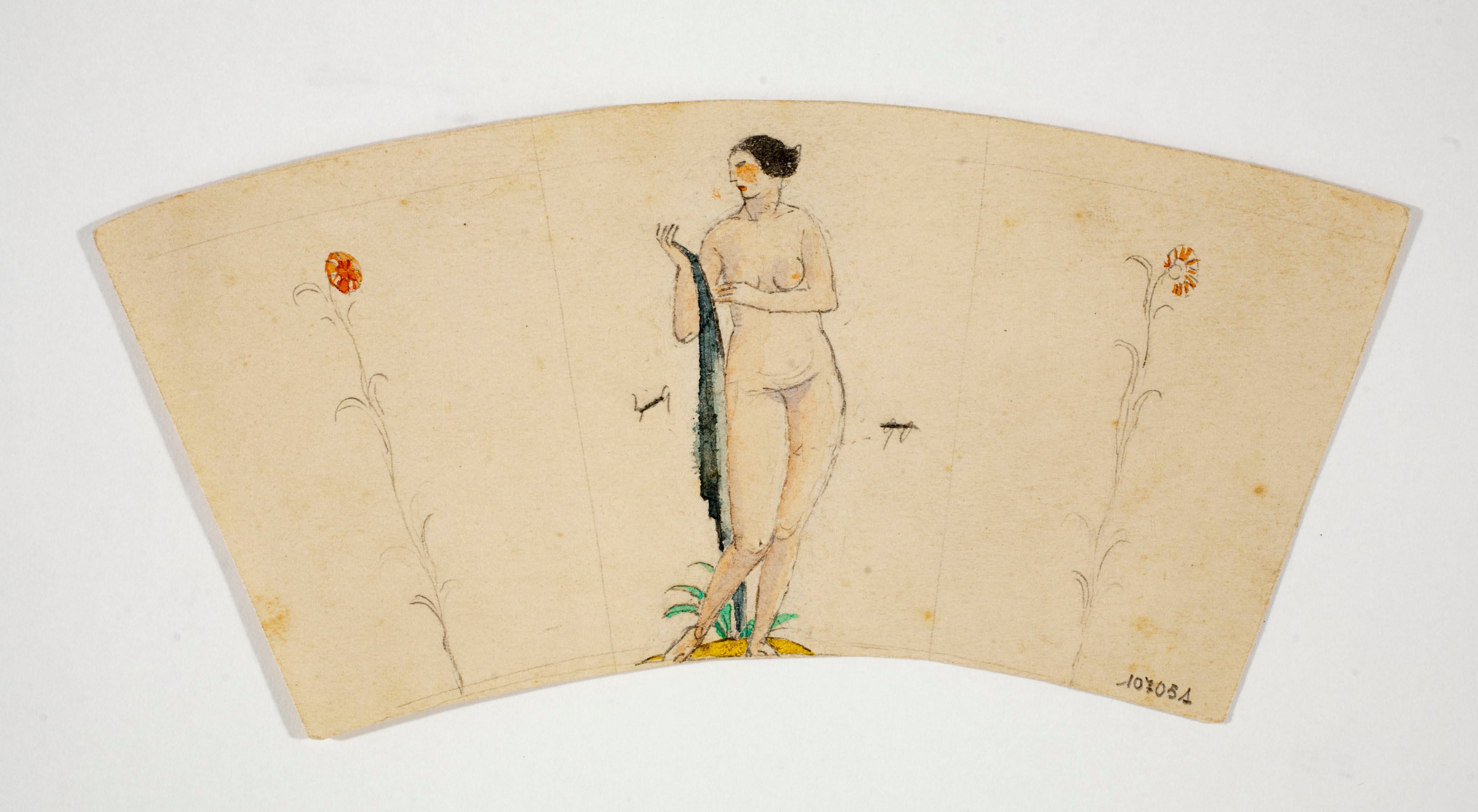 Xavier Nogués - Nu femení i motius florals. Estudi preparatori per a la decoració de vidre esmaltat - Cap a 1924-1928 image for: Xavier Nogués - Nu femení i motius florals. Estudi preparatori per a la decoració de vidre esmaltat - Cap a 1924-1928