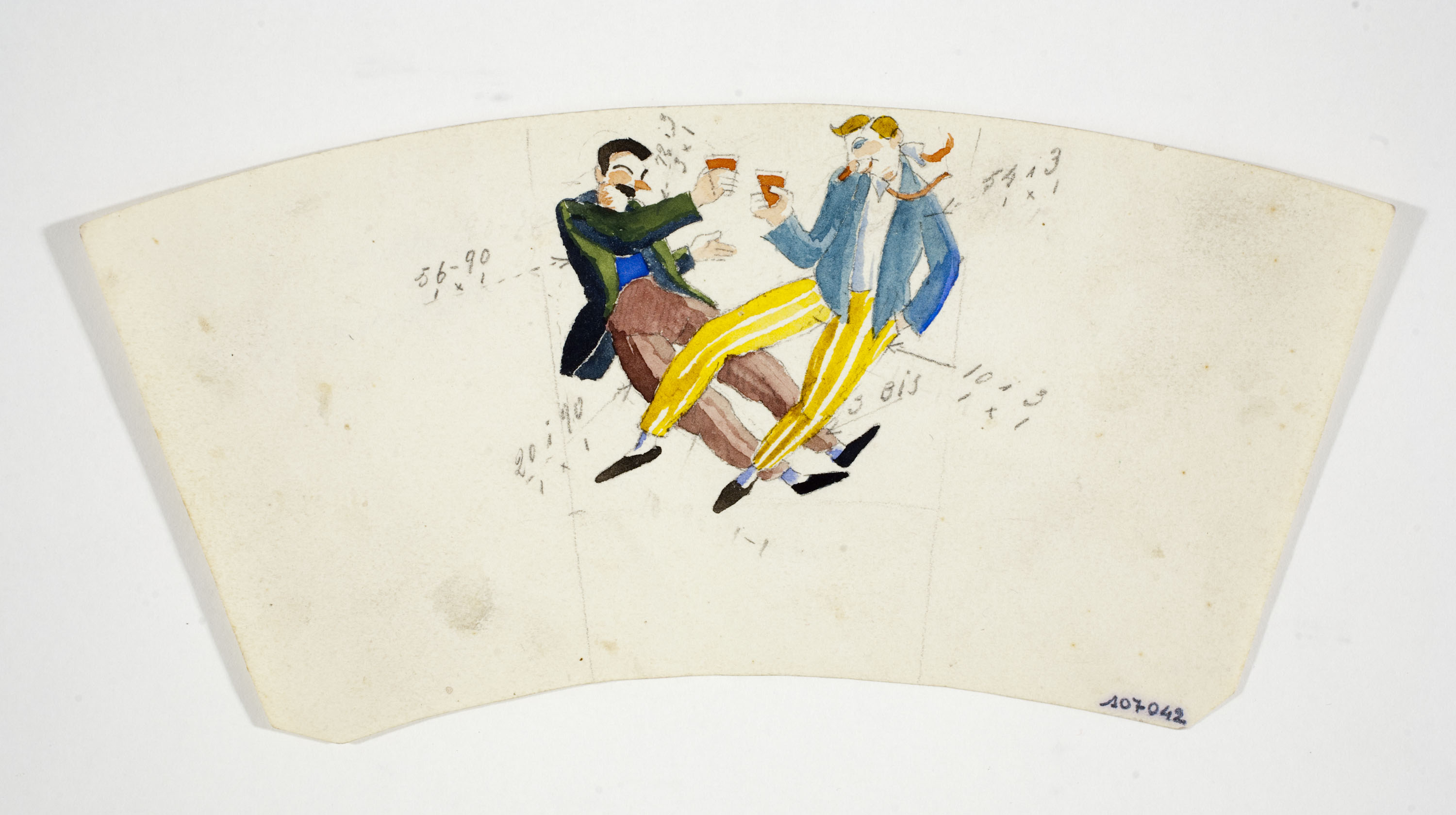 image for: Xavier Nogués - Borratxets. Estudi preparatori per a la decoració d'un got de vidre esmaltat - Cap a 1924-1928