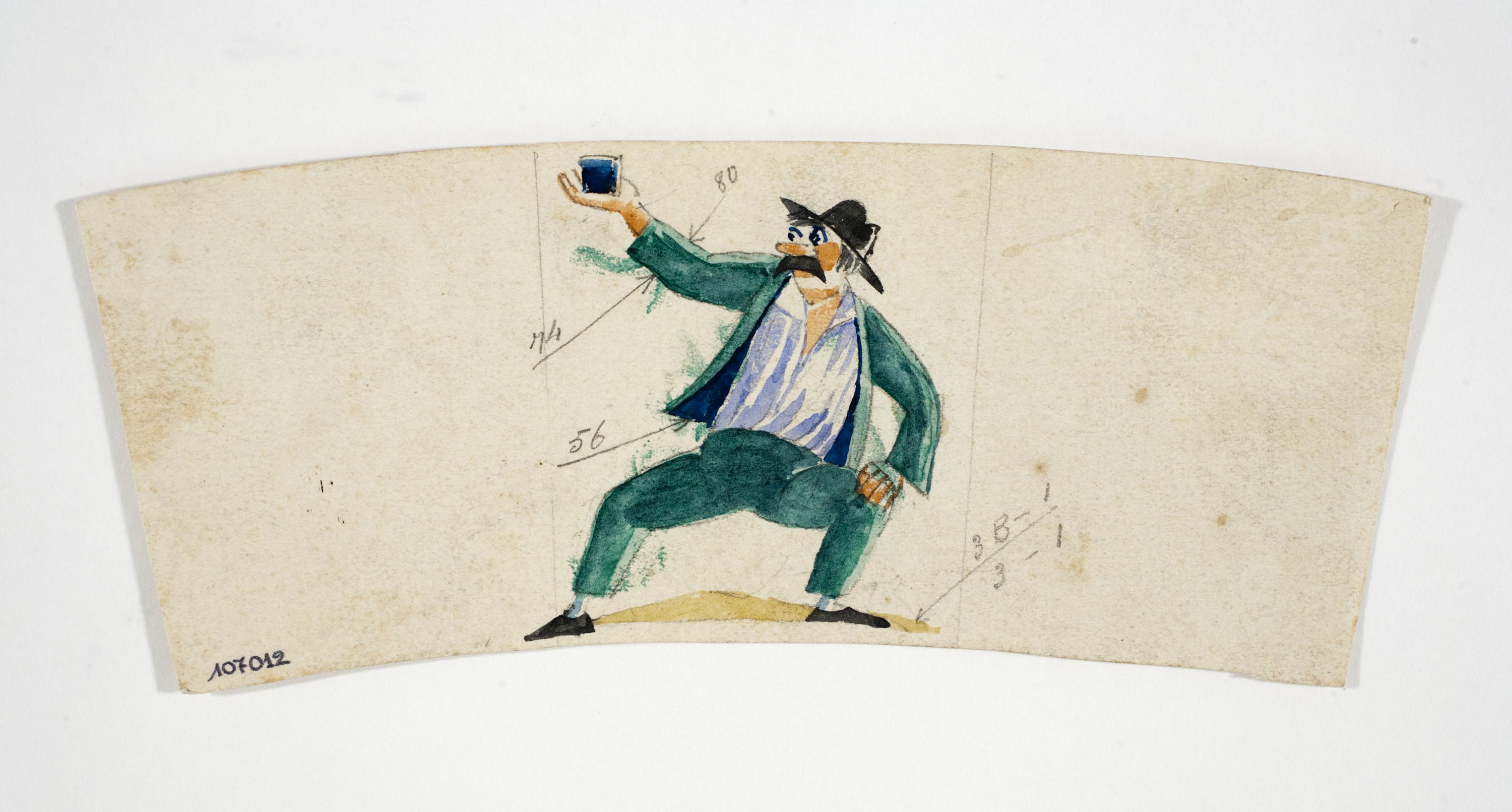 image for: Xavier Nogués - Borratxet. Estudi preparatori per a la decoració d'un got de vidre esmaltat - Cap a 1924-1928