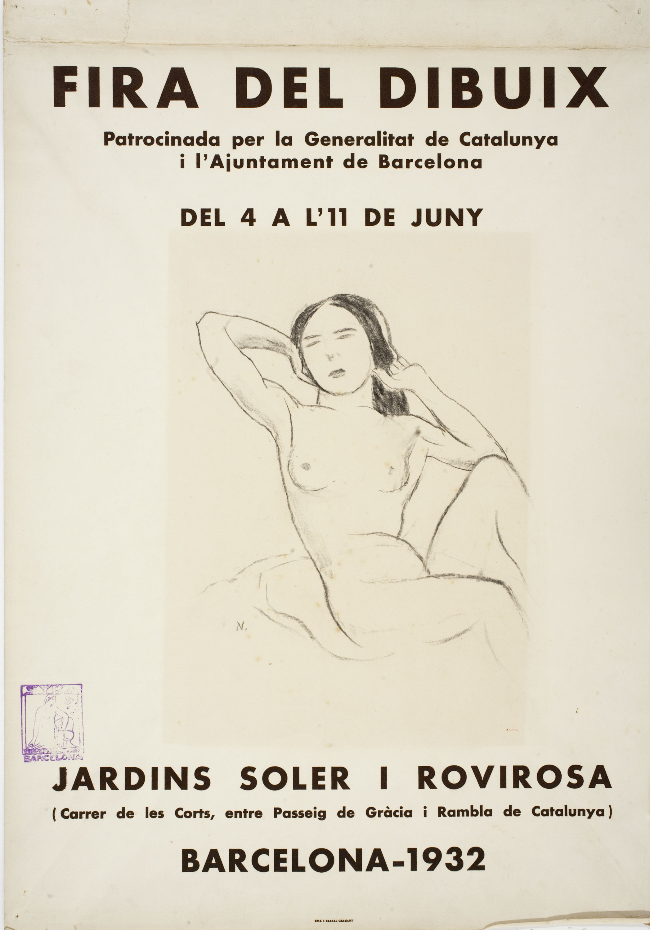 image for: Xavier Nogués - Nu femení (projecte de cartell per a la Fira del dibuix de 1932) - Cap a 1932