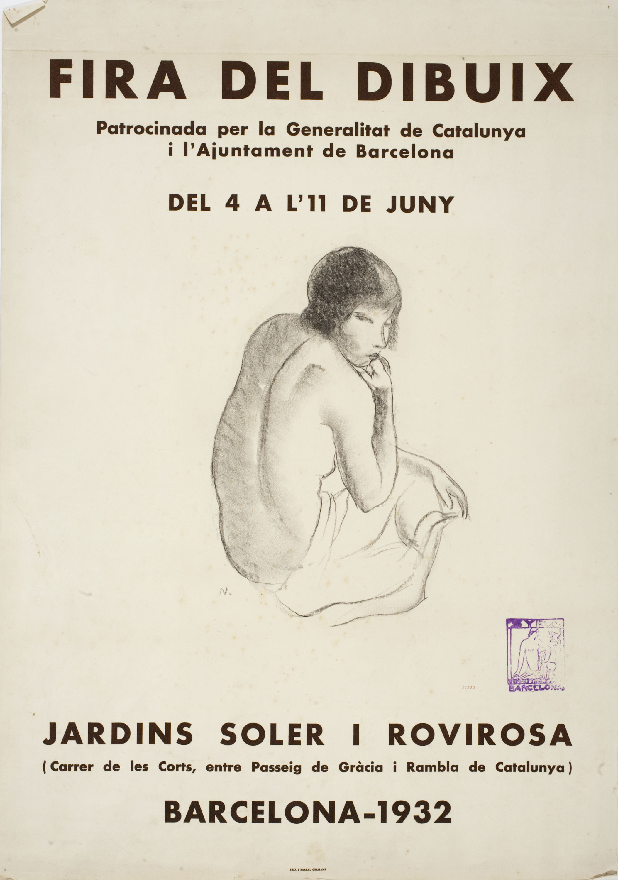 image for: Xavier Nogués - Nu femení (projecte de cartell per a la Fira del dibuix de 1932) - Cap a 1932