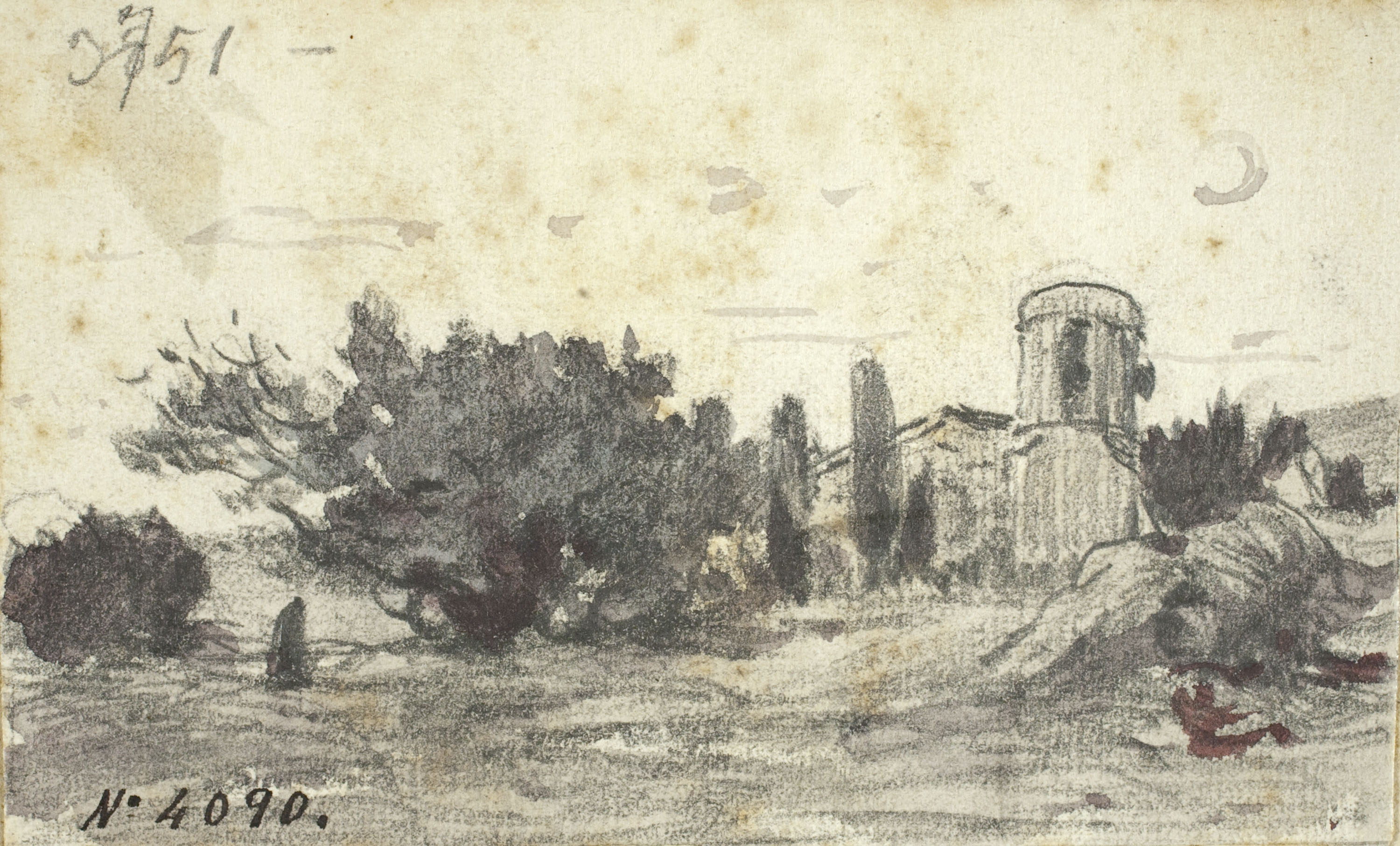 image for: Modest Urgell - Primer estudi per al quadre «Toc d'oració» - Cap a 1876