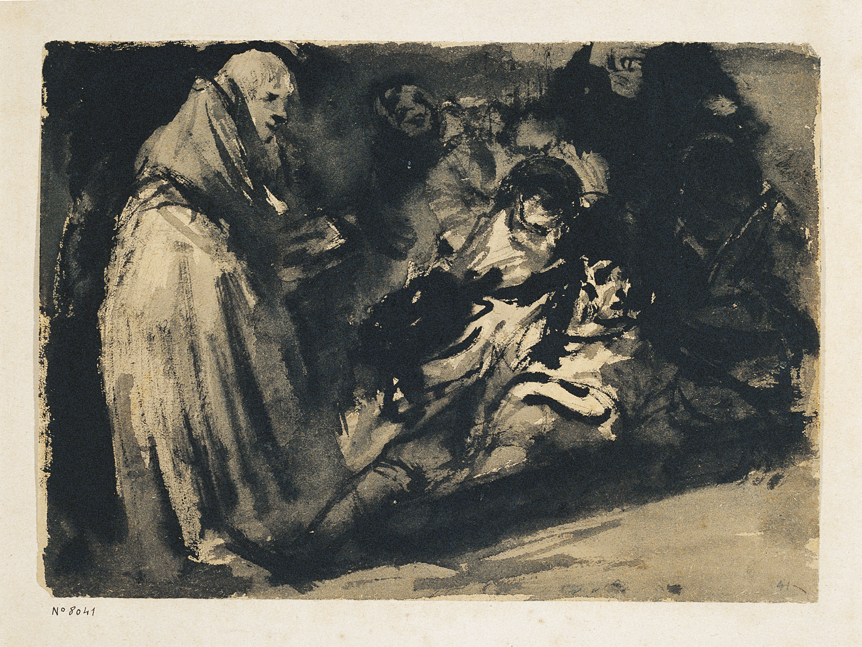 Eugenio Lucas Velázquez - Frare reconfortant un malalt - Cap a 1850-1860 image for: Eugenio Lucas Velázquez - Frare reconfortant un malalt - Cap a 1850-1860