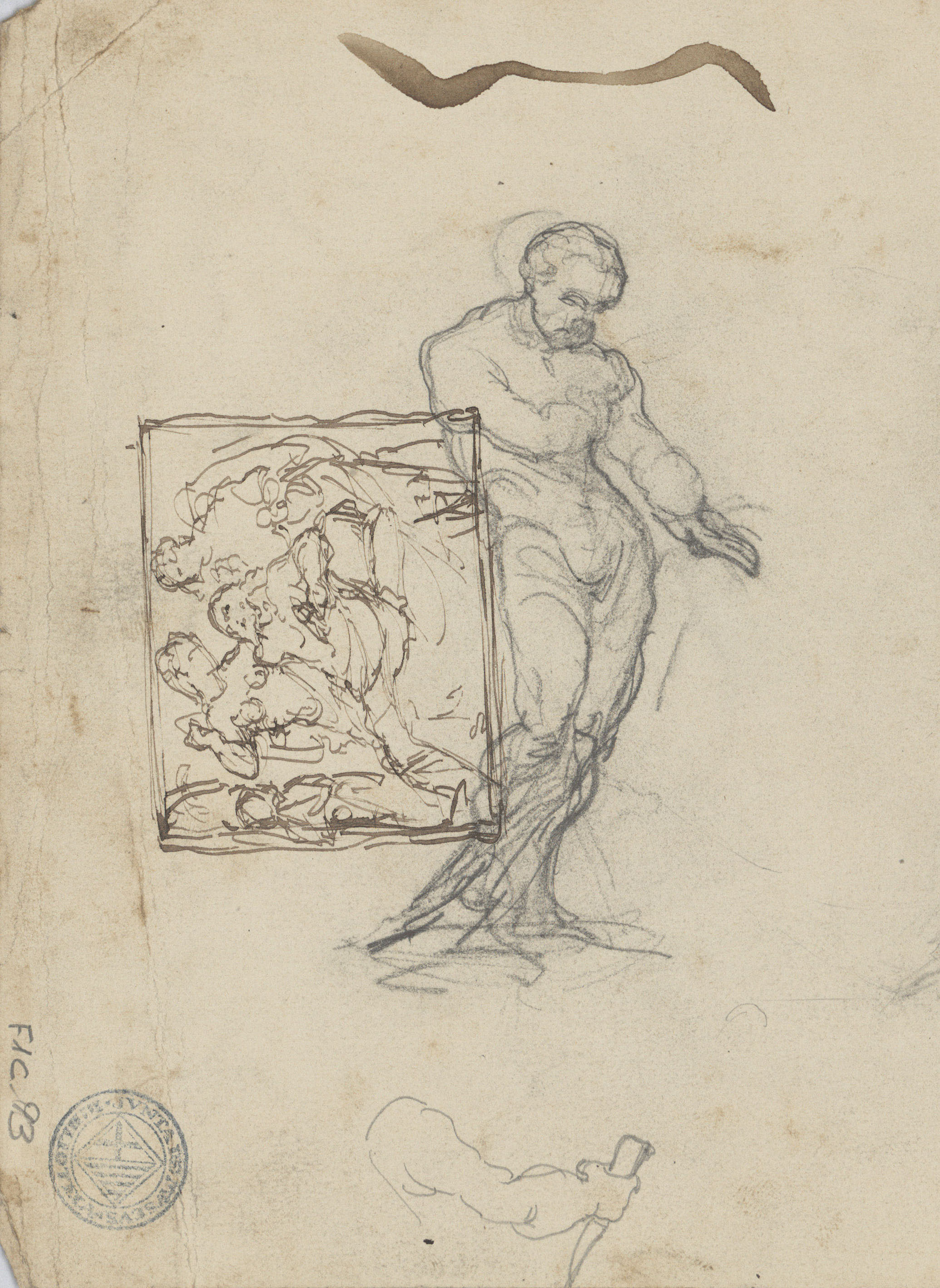 image for: Francesc Torras - Apunts de figures (anvers) / Croquis de diverses figures (revers) - Cap a 1850-1860