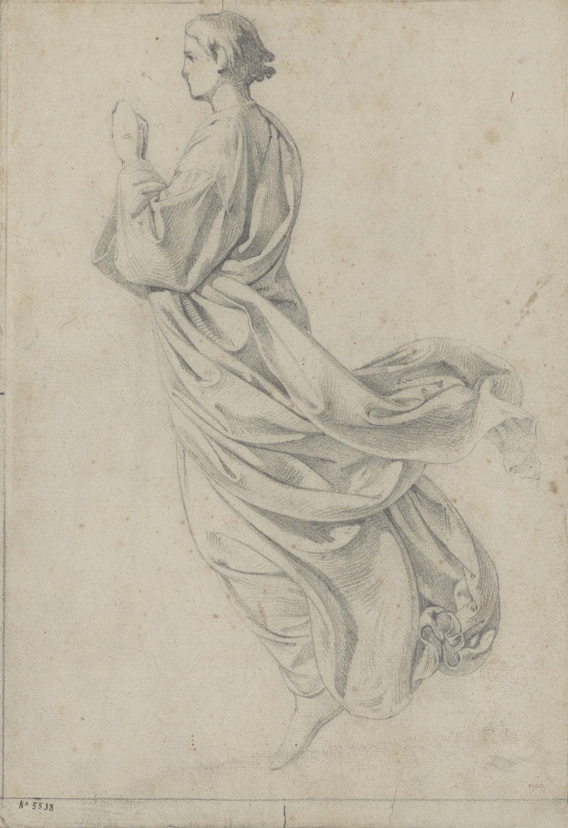 image for: Claudi Lorenzale - Estudi d'àngel per al quadre de «L'Assumpció de la Mare de Déu» (anvers) / Estudi d'àngel per al quadre de «L'Assumpció de la Mare de Déu» (revers) - Cap a 1871