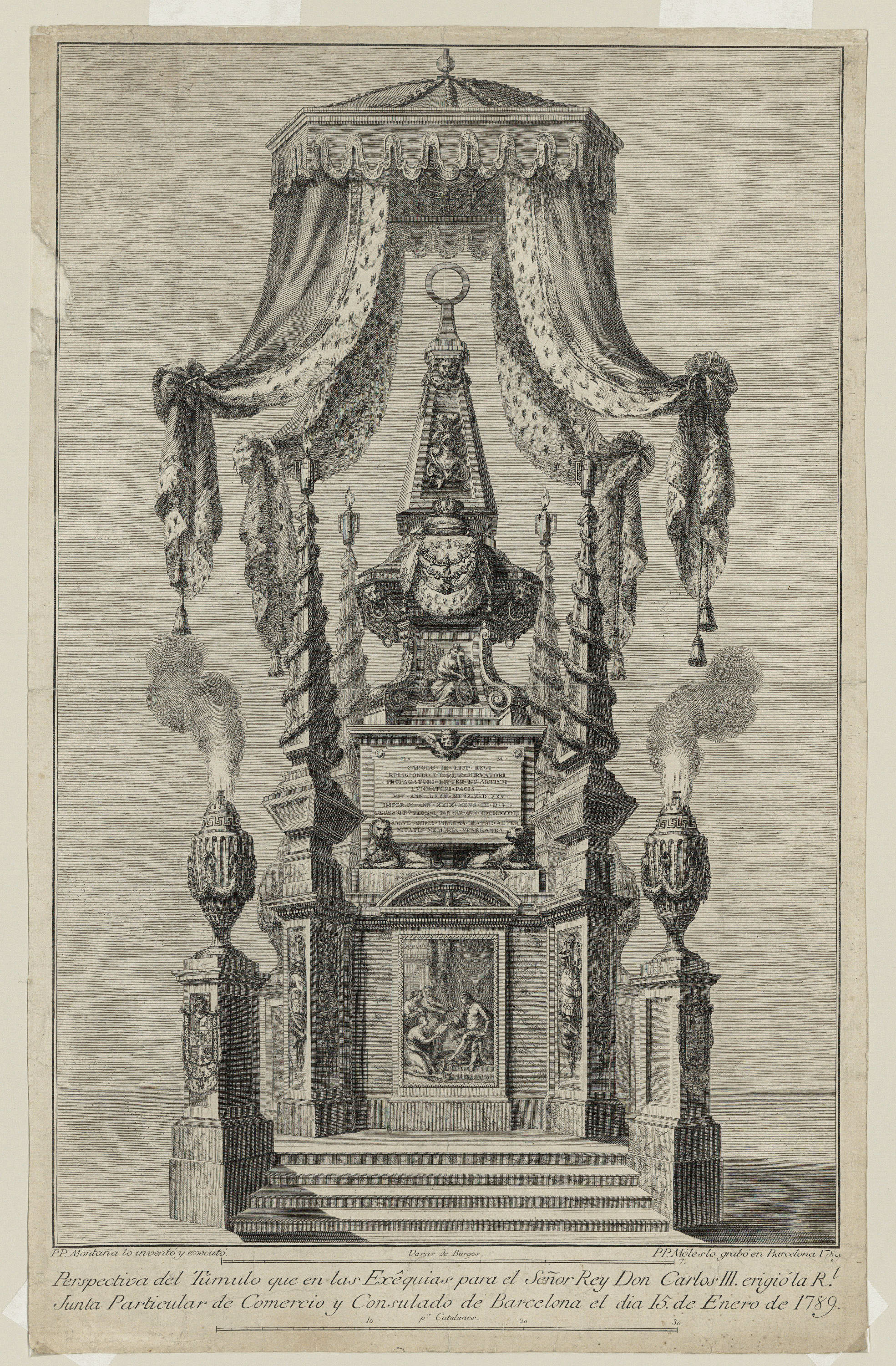 image for: Pasqual Pere Moles Corones - Túmul de Carles III a Barcelona - 1789