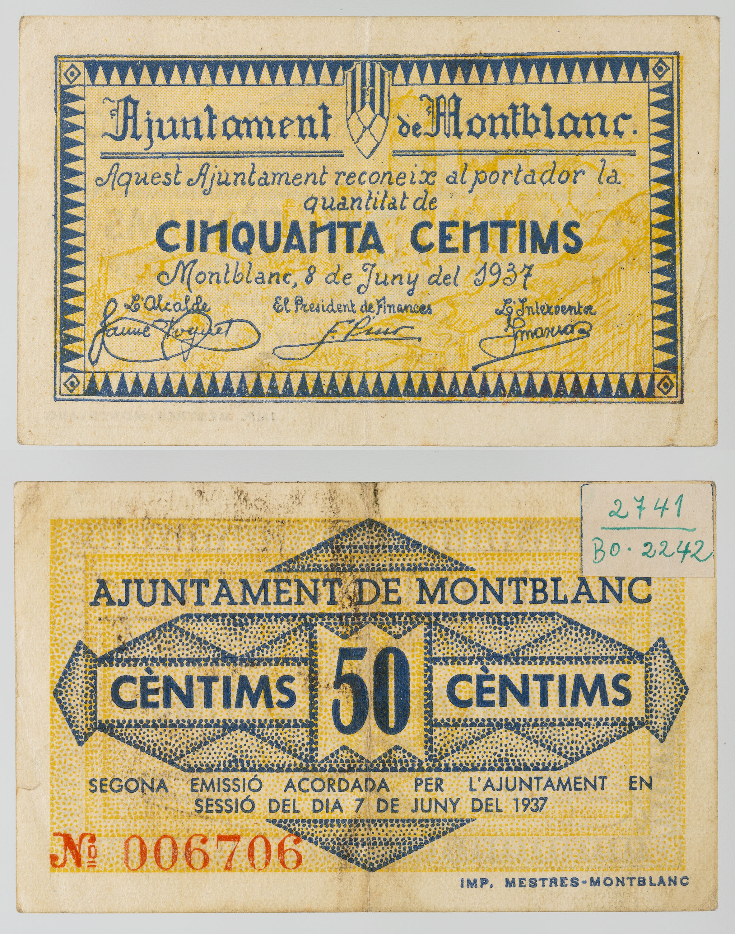 image for: No author avaliable - 50 cèntims - 1937