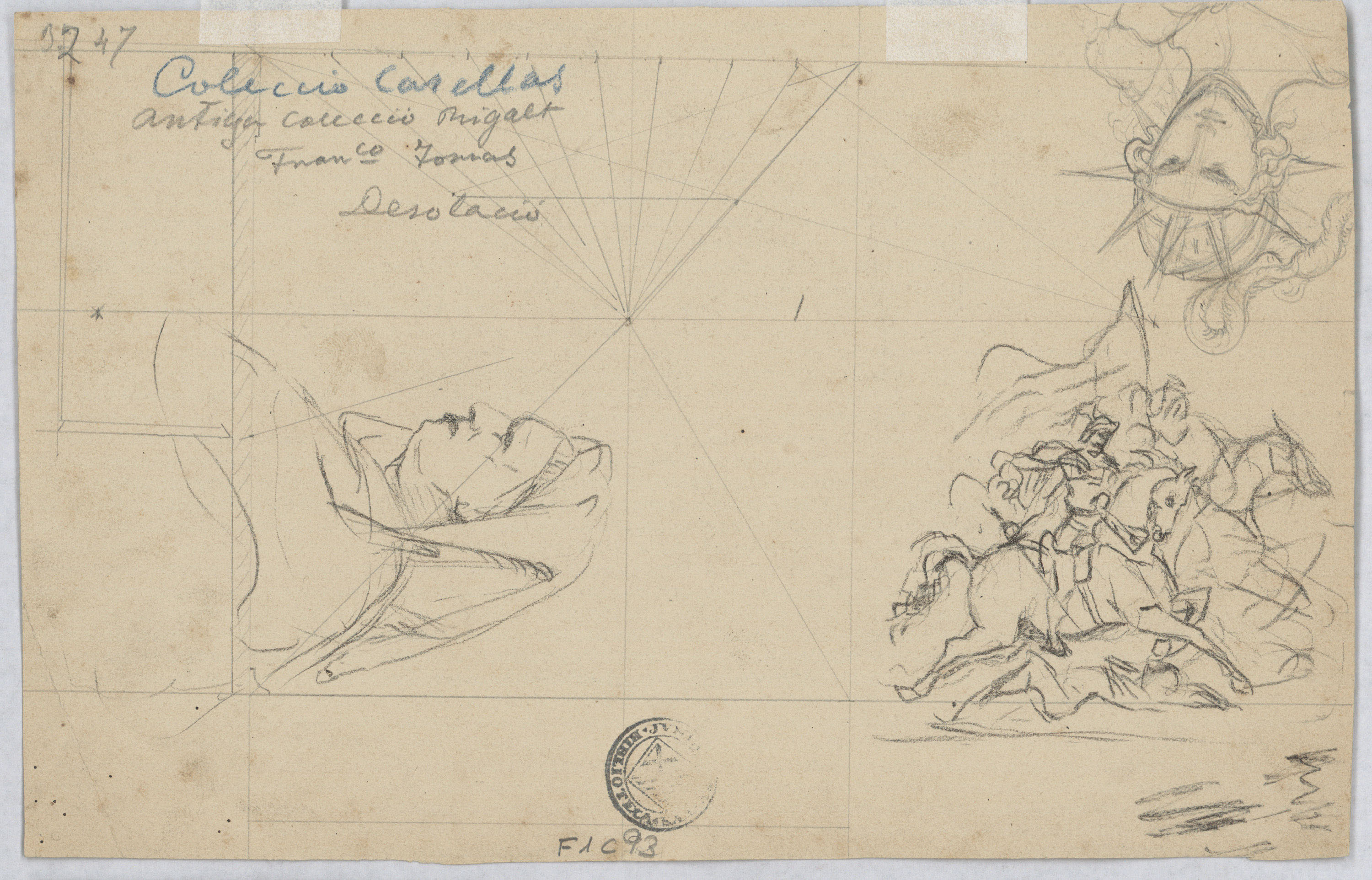 image for: Francesc Torras - Desolació (anvers) / Diversos apunts (revers) - Cap a 1859 [1]