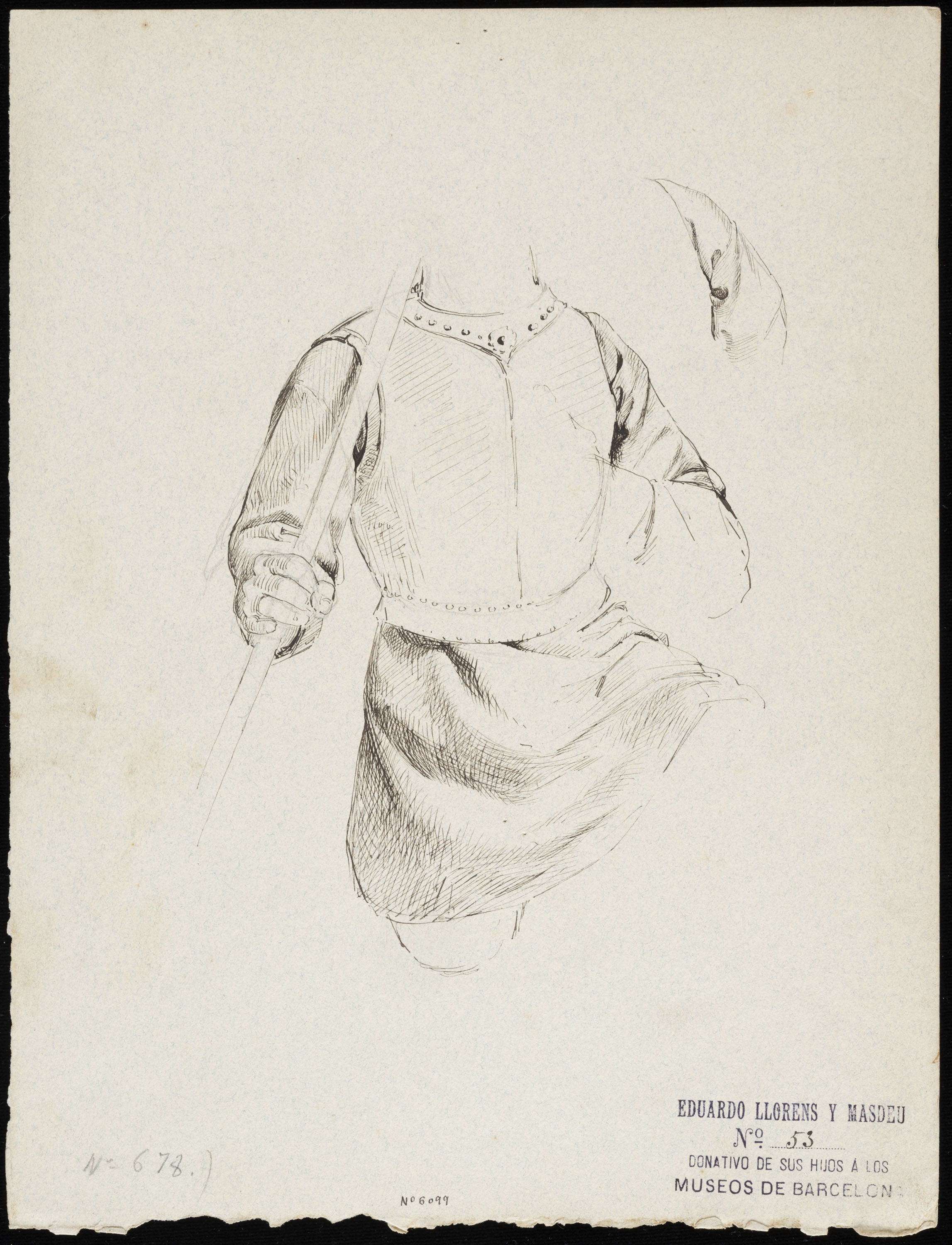 image for: Eduard Llorens - Estudi d'un guerrer, indumentària - Cap a 1854-1864