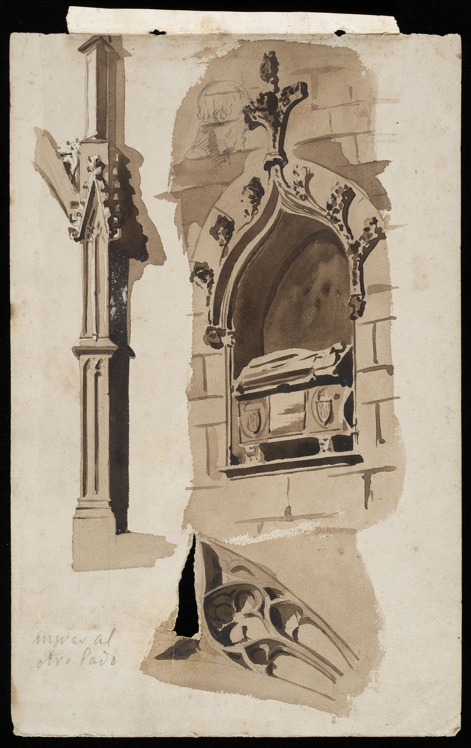 image for: Anònim - Detalls de la Catedral de Barcelona (anvers) / Detall d'escultura (revers) - Cap a 1864