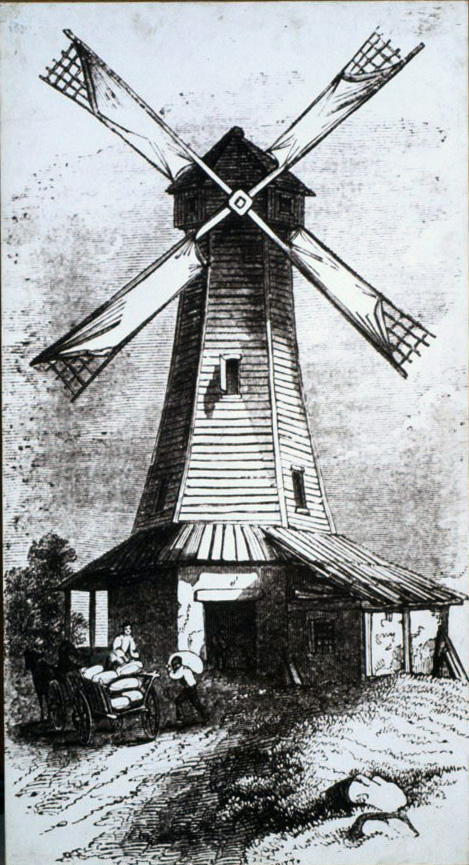 image for: Carles Fontserè - Plafó 10. Primer assentament: 1626 molí de vent holandès situat a la punta de Manhattan símbol de benvinguda a la Nova Àmsterdam - 1984