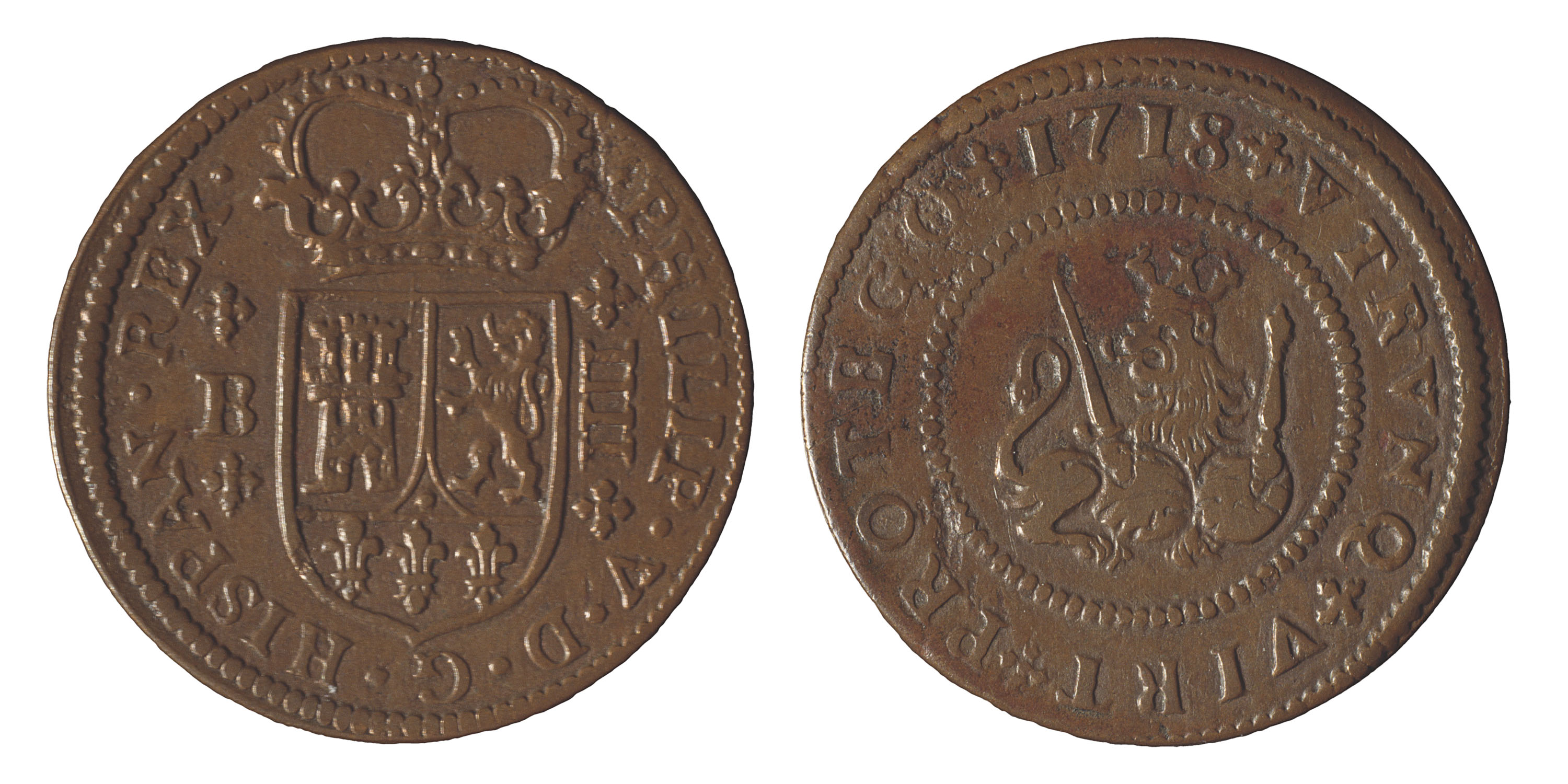image for: Felip V d'Espanya - 4 maravedisos - 1718
