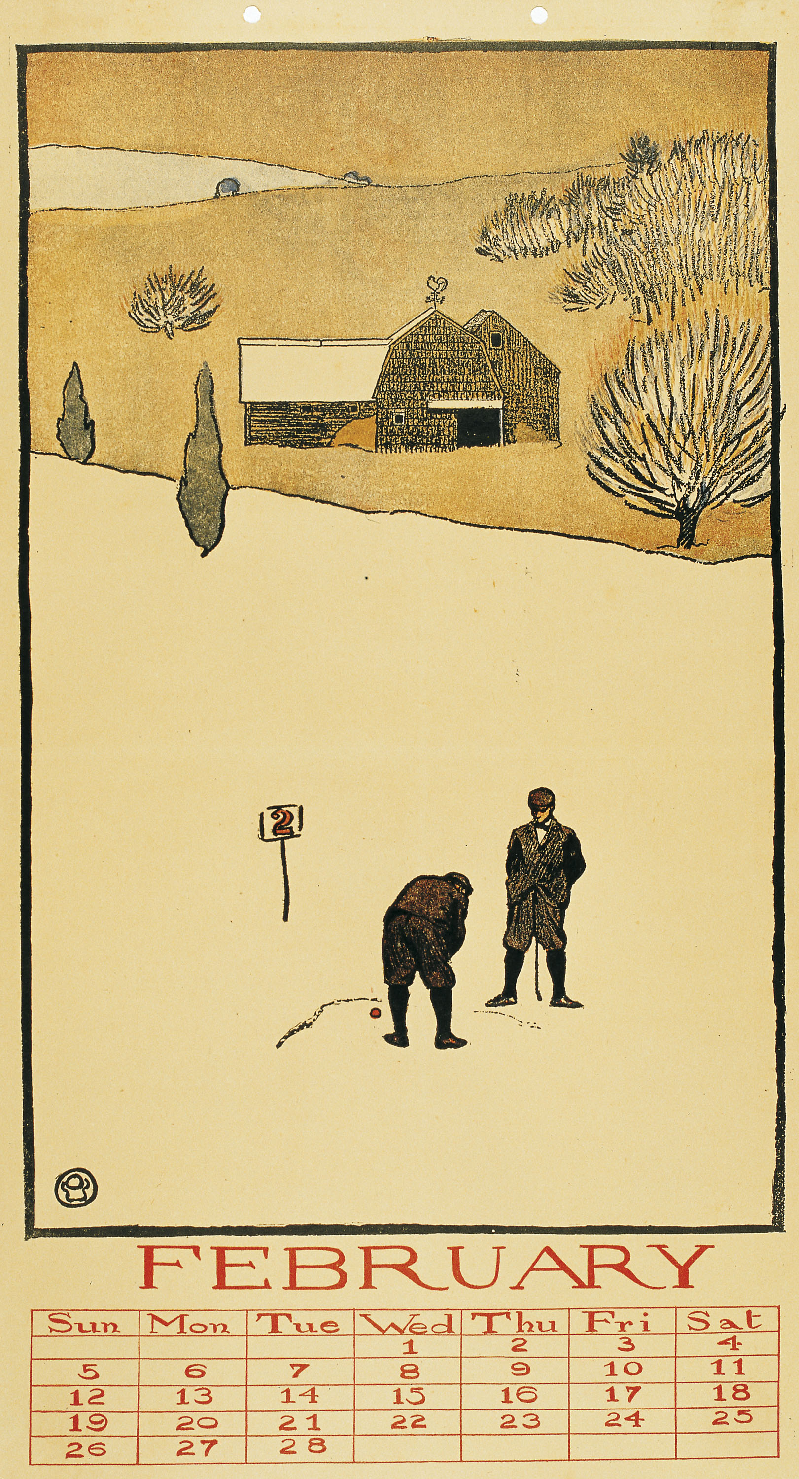 image for: Edward Penfield - Golf Calendar. February - 1899
