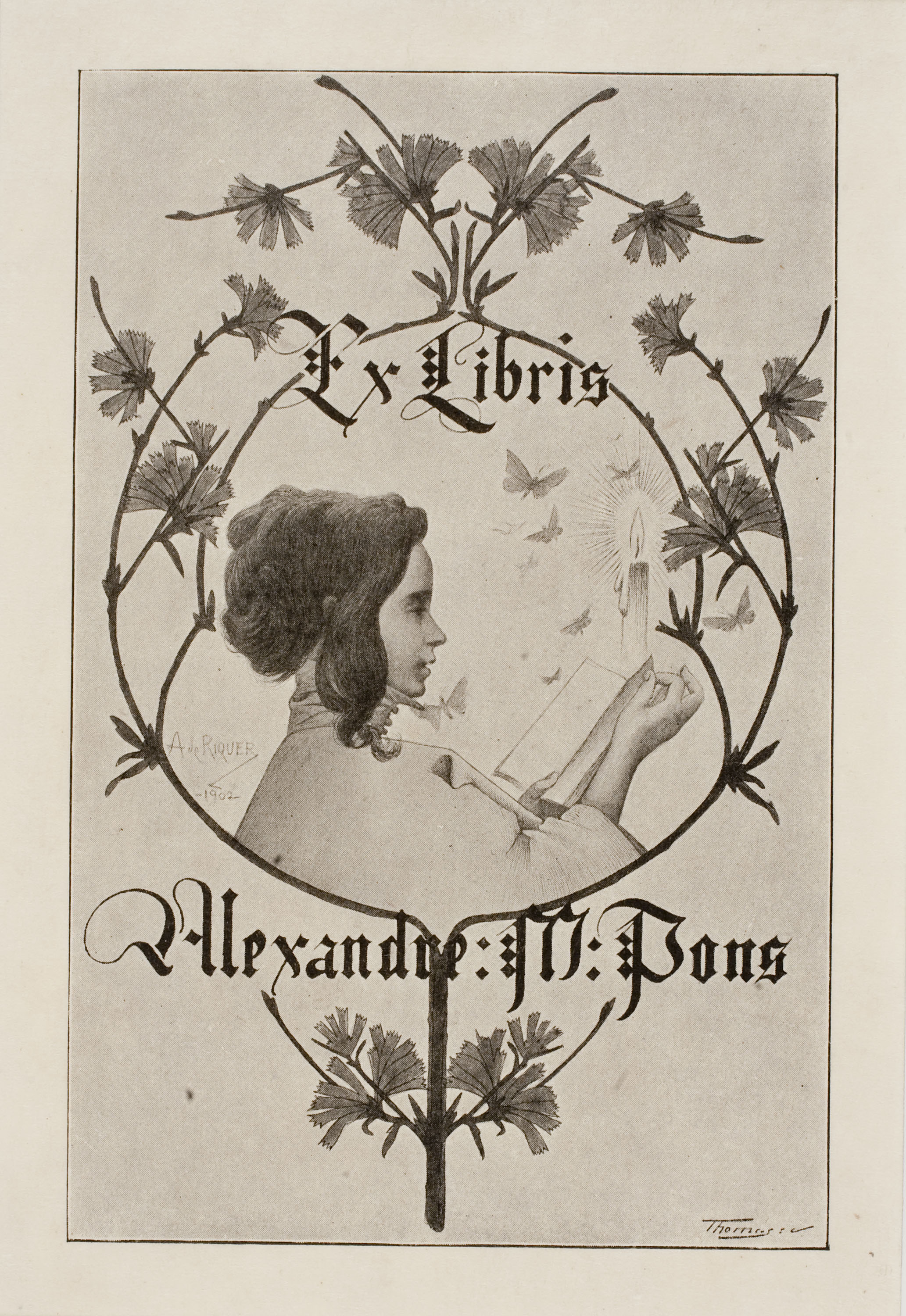 image for: Alexandre de Riquer - Ex-libris Alexandre M. Pons - 1902