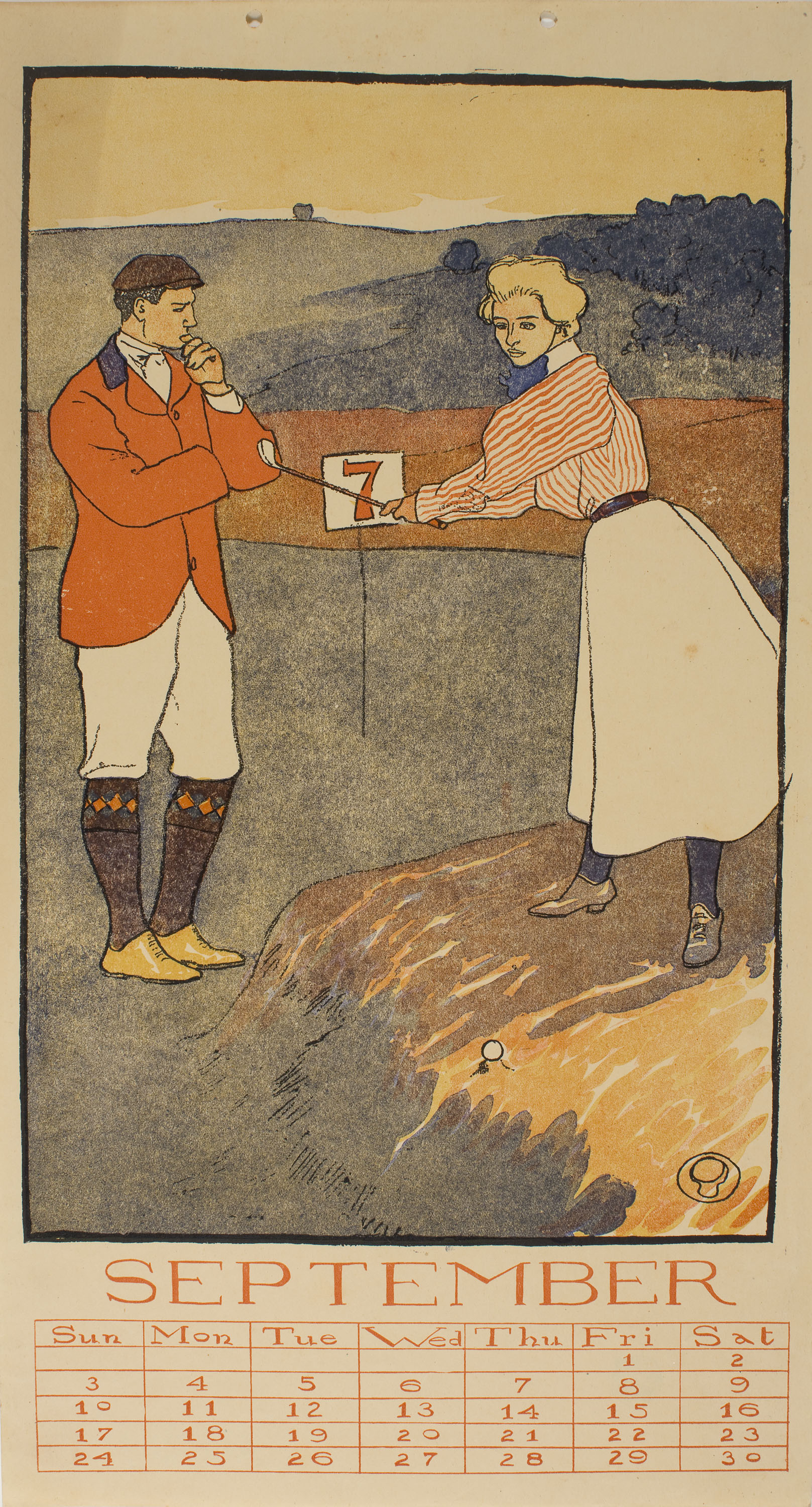 image for: Edward Penfield - September (Golf Calendar) - 1899