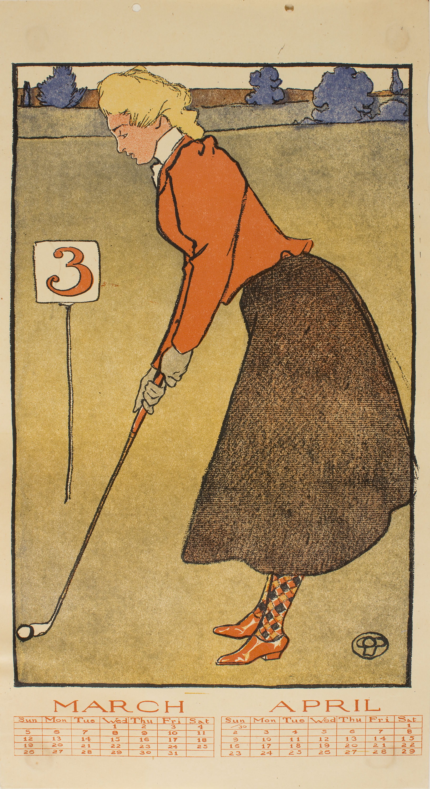 image for: Edward Penfield - March, April (Golf Calendar) - 1899