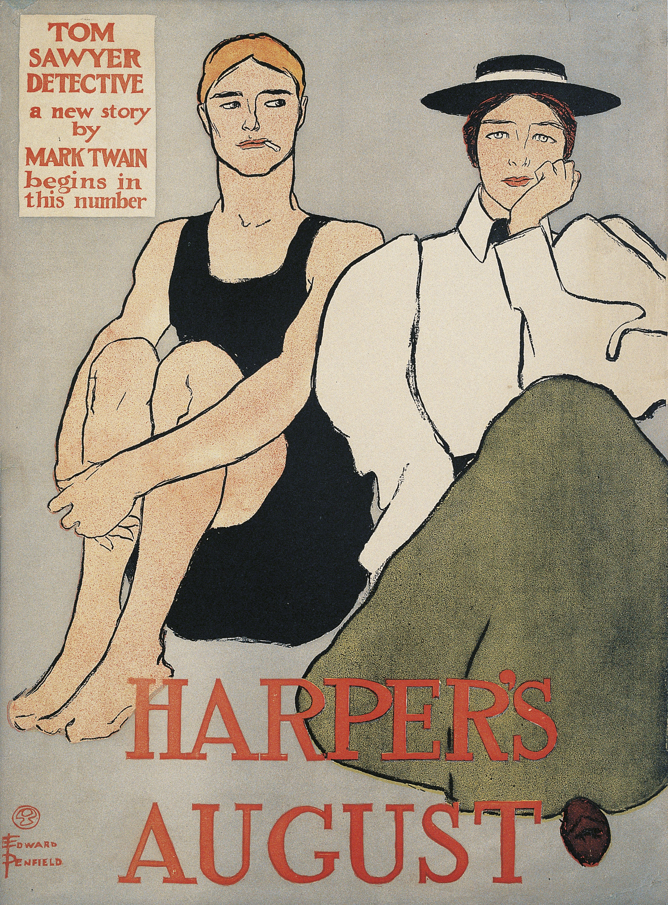 image for: Edward Penfield - Harper's August. Tom Sawyer Detective - 1896