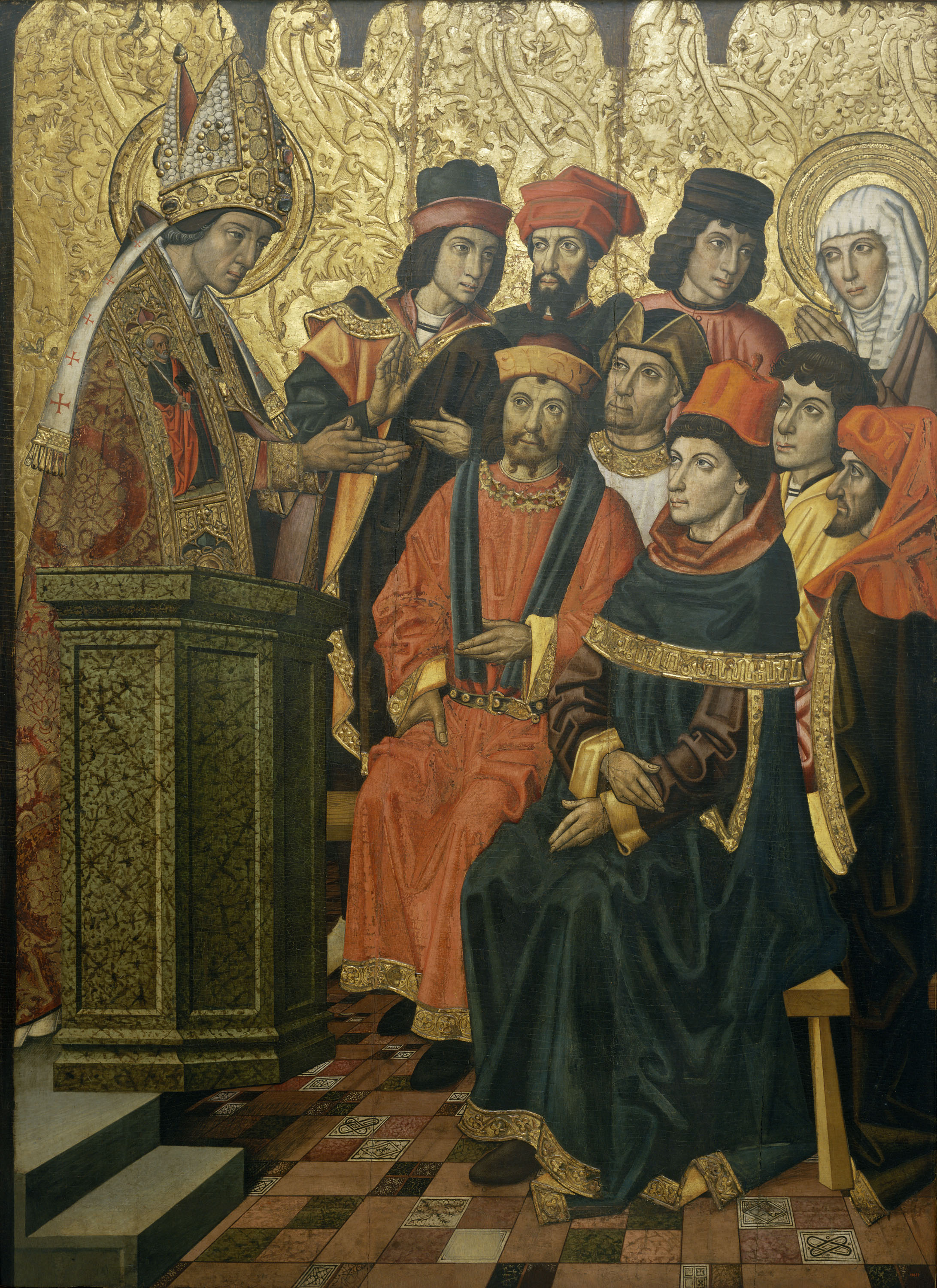image for: Grup Vergós - Sant Agustí i santa Mònica en un sermó de sant Ambròs - Cap a 1470/1475-1486