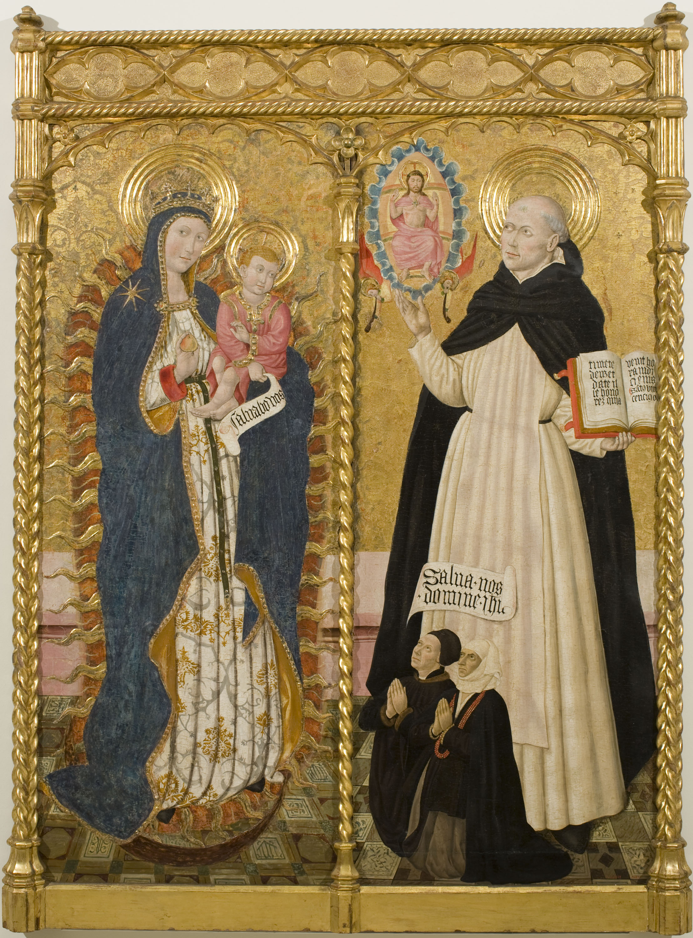 image for: Pere Garcia de Benavarri - Mare de Déu Apocalíptica i sant Vicenç Ferrer amb dos donants - Cap a 1459