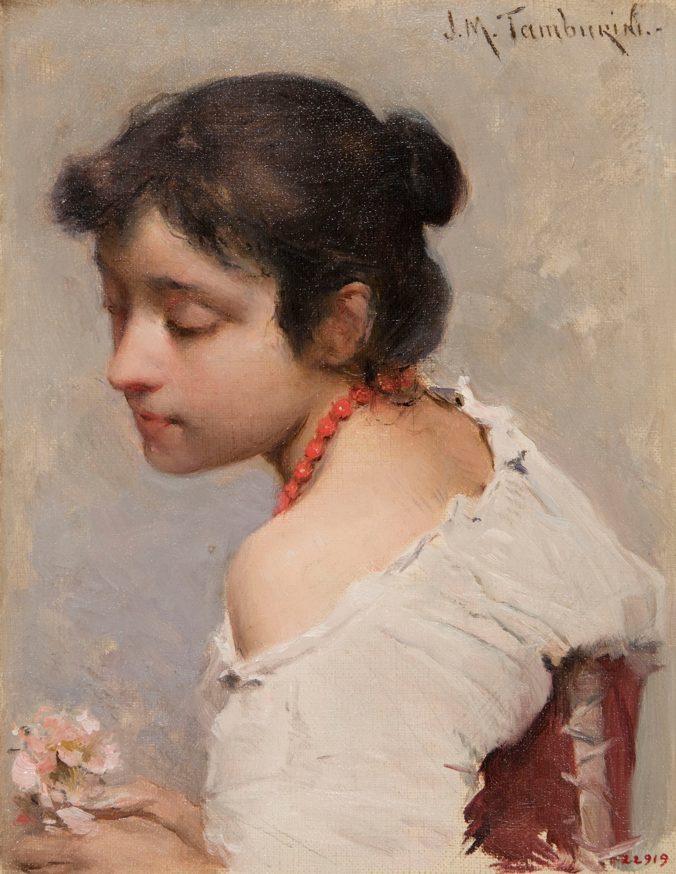 image for: Josep Maria Tamburini - Retrat de dona jove - Cap a 1895-1910
