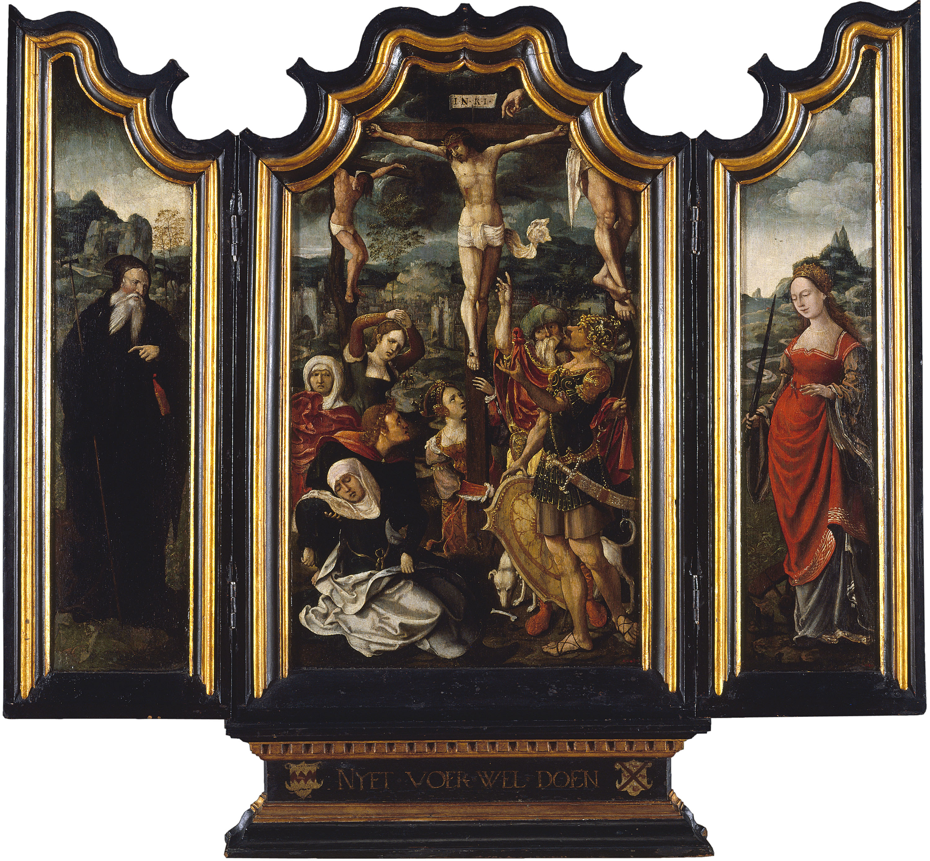 image for: Mestre de l'Adoració von Groote - Tríptic amb Calvari, sant Antoni Abat i santa Caterina - Cap a 1520