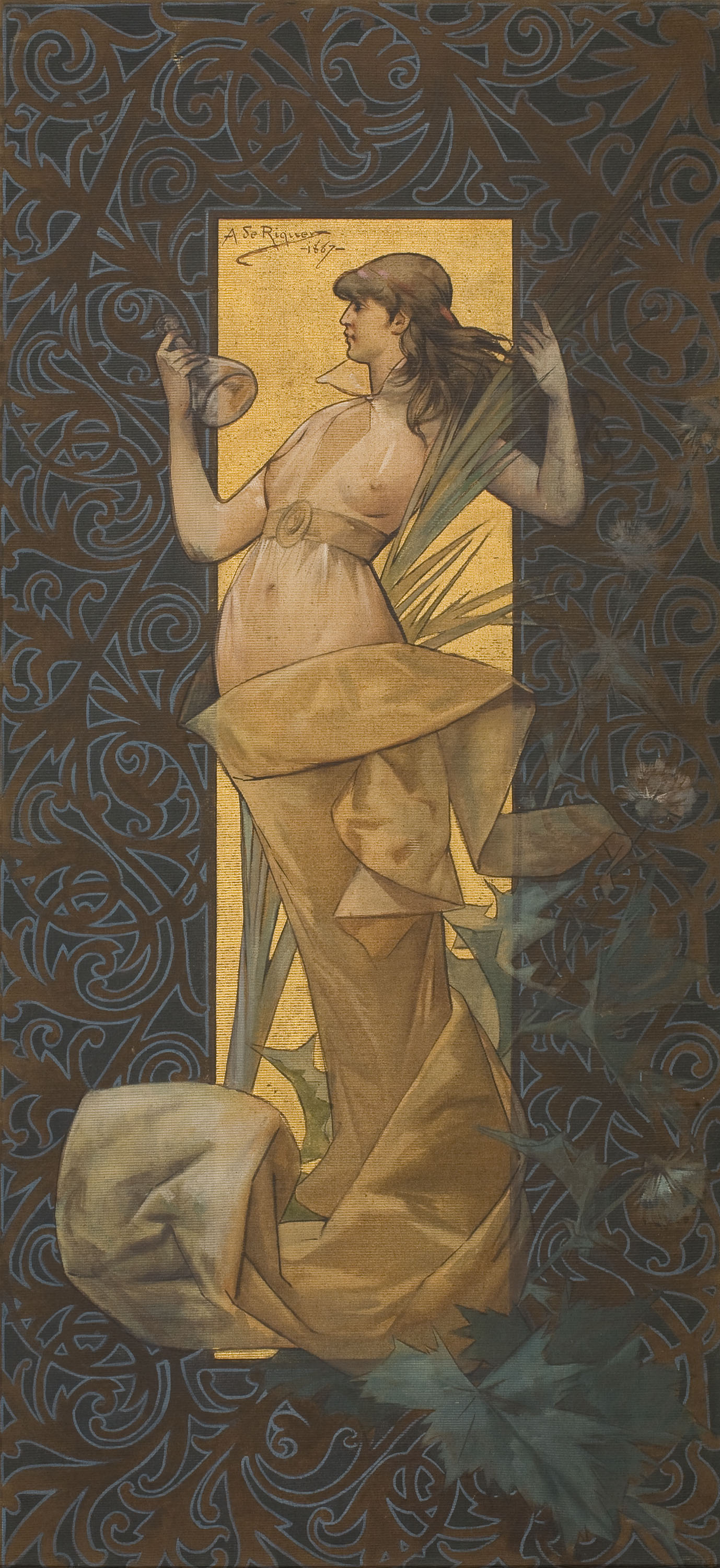image for: Alexandre de Riquer - Figura femenina amb una fiola a la mà - 1887
