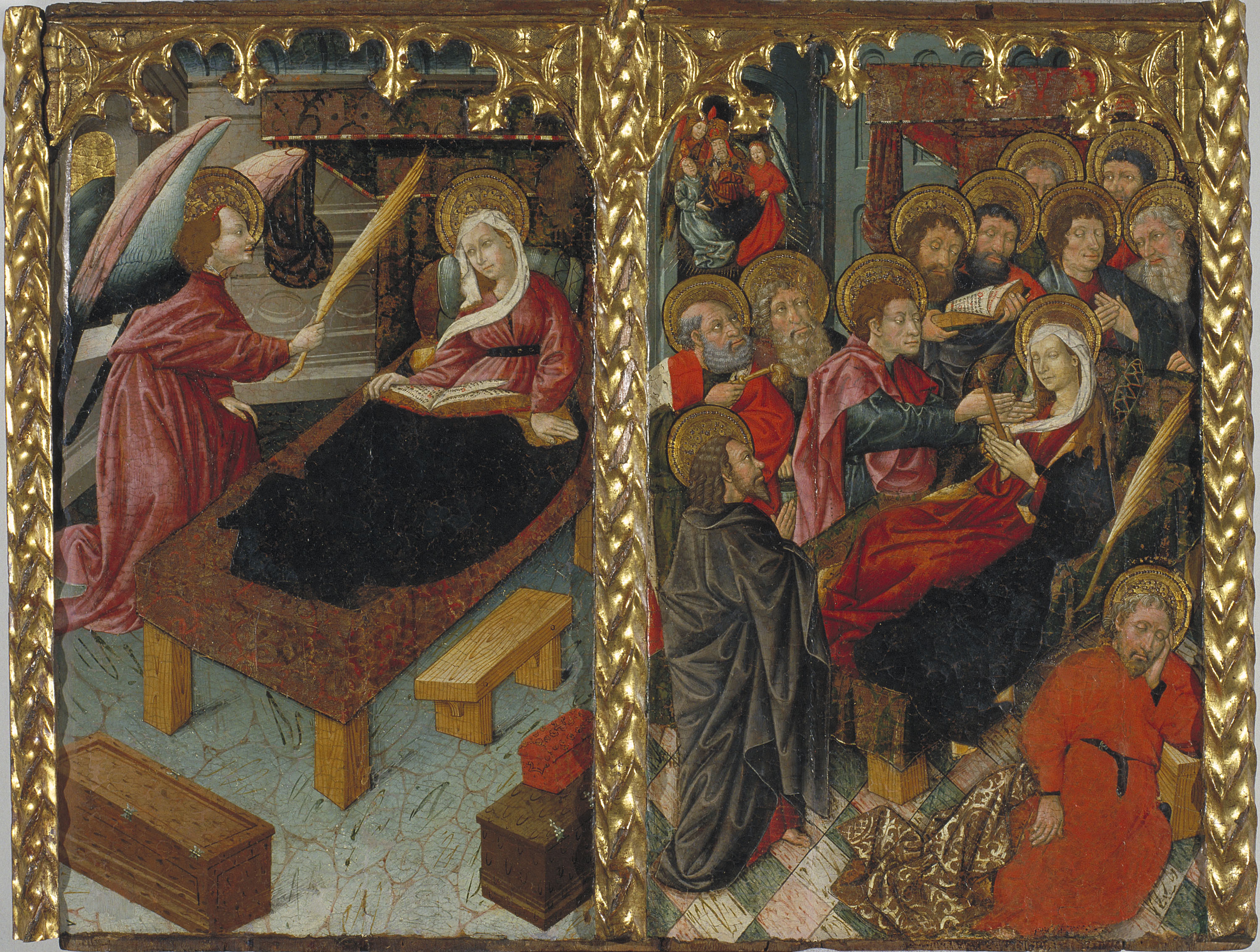 image for: Mestre de Riglos - Anunci de la mort de la Mare de Déu; Dormició de la Mare de Déu - Cap a 1440-1460