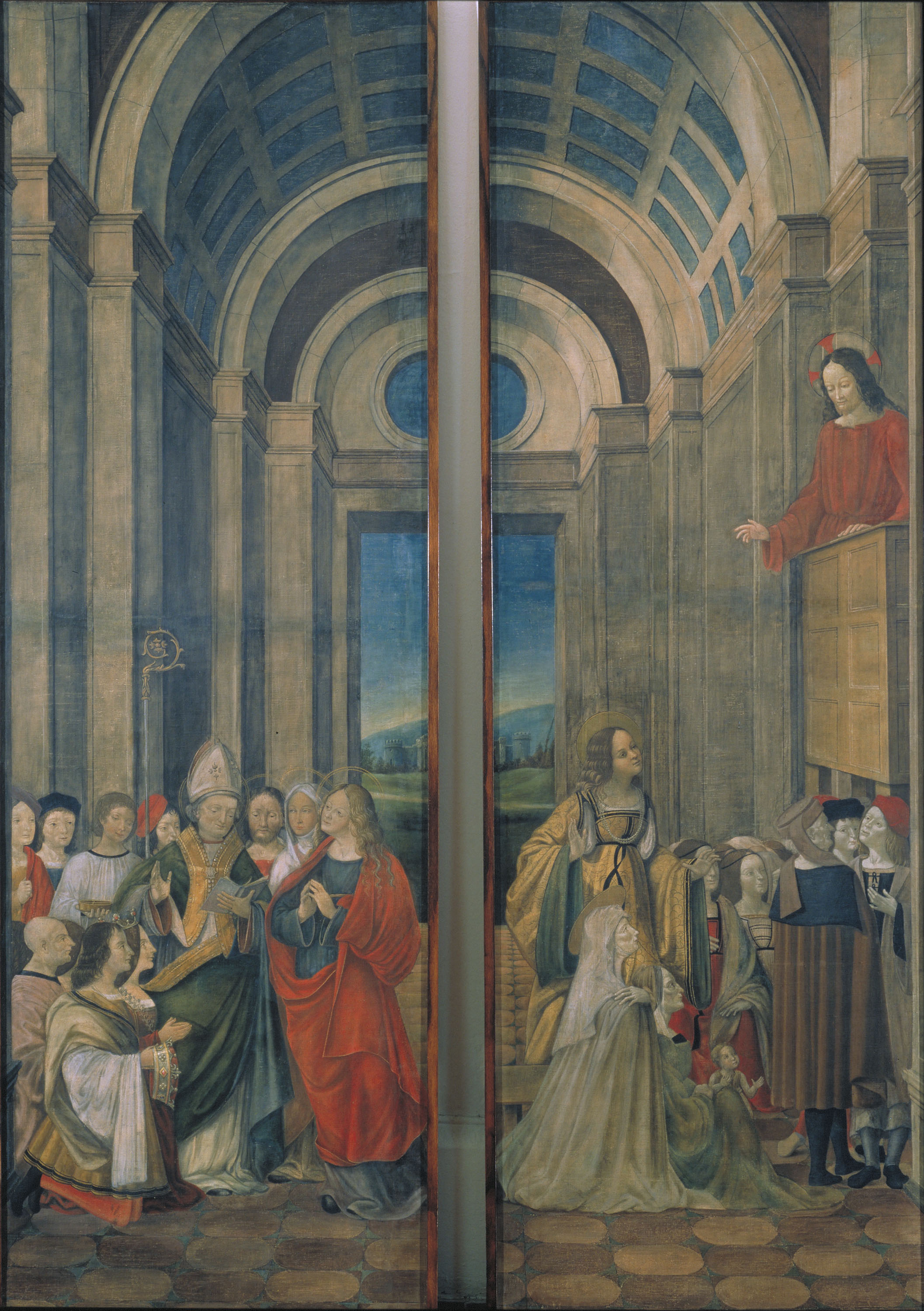 image for: Ludovico (Alvise) de Donati - Maria Magdalena, Marta, Llàtzer i Maximí venerats pels prínceps de Provença i Maria Magdalena escoltant el sermó de Crist - Cap a 1508