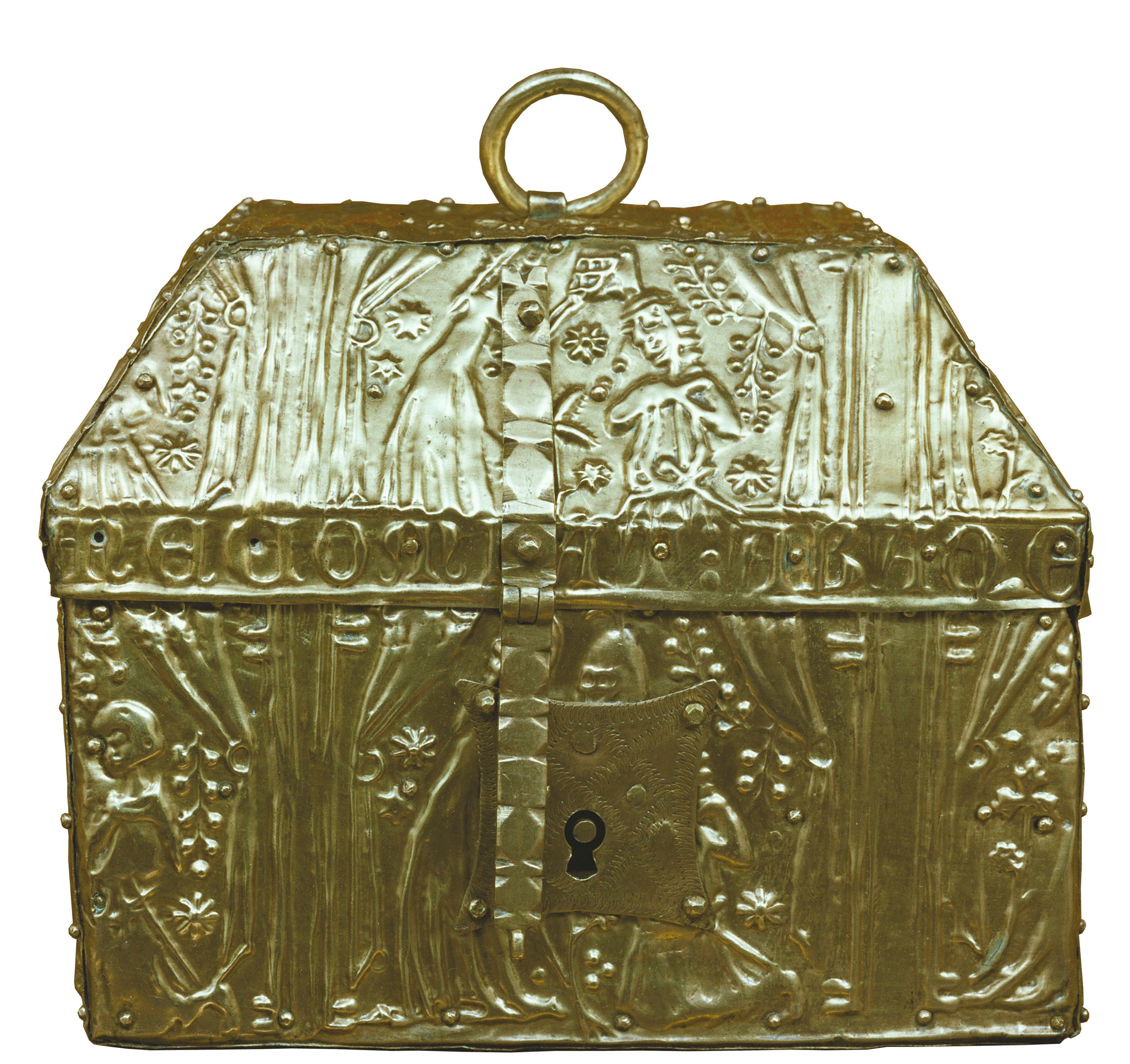 image for: Anònim. Catalunya. Barcelona - Capseta amatòria amb dama armant un cavaller - Entre 1370-1450