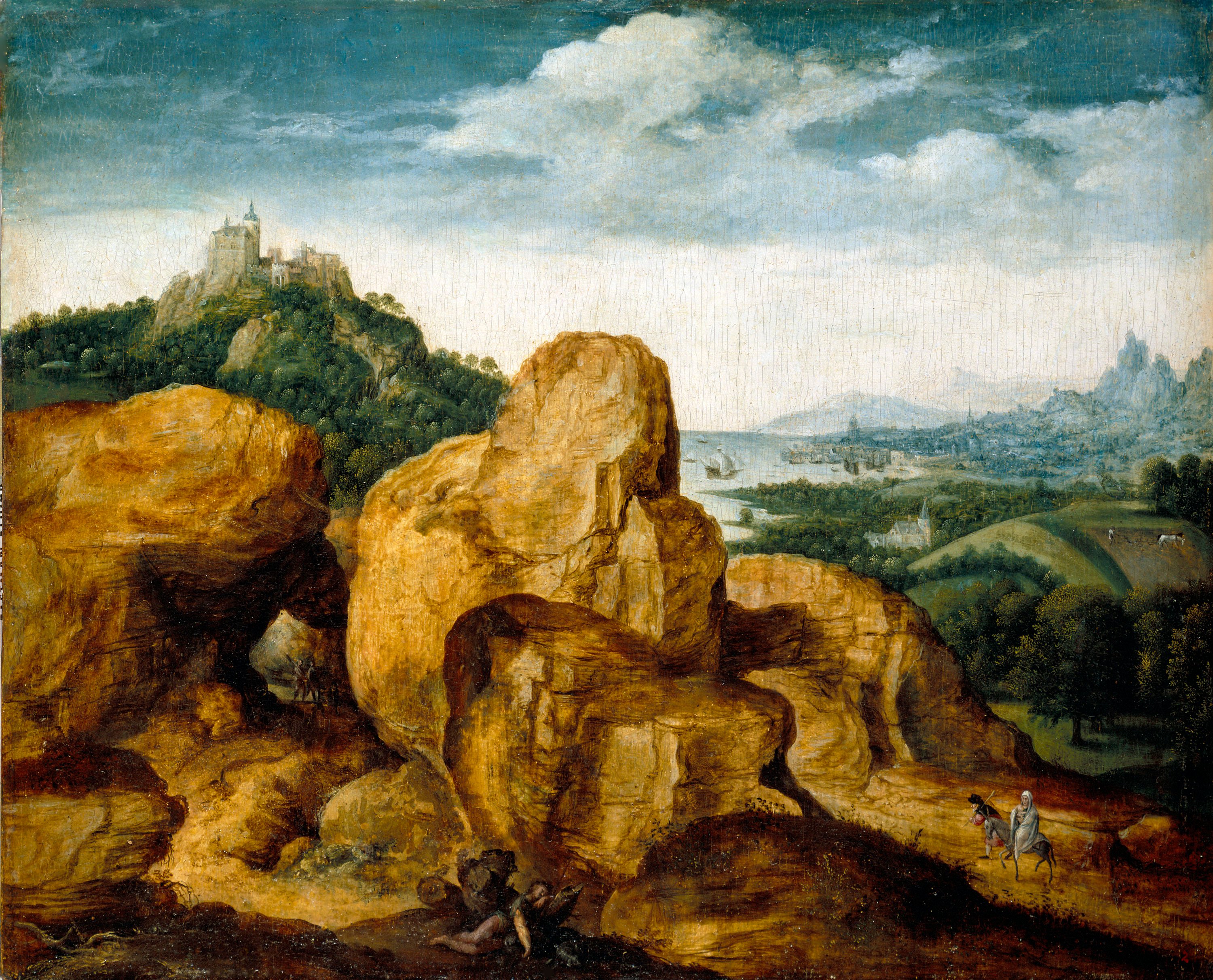 image for: Cornelis Metsys - Paisatge amb la Fugida a Egipte - 1545-1550