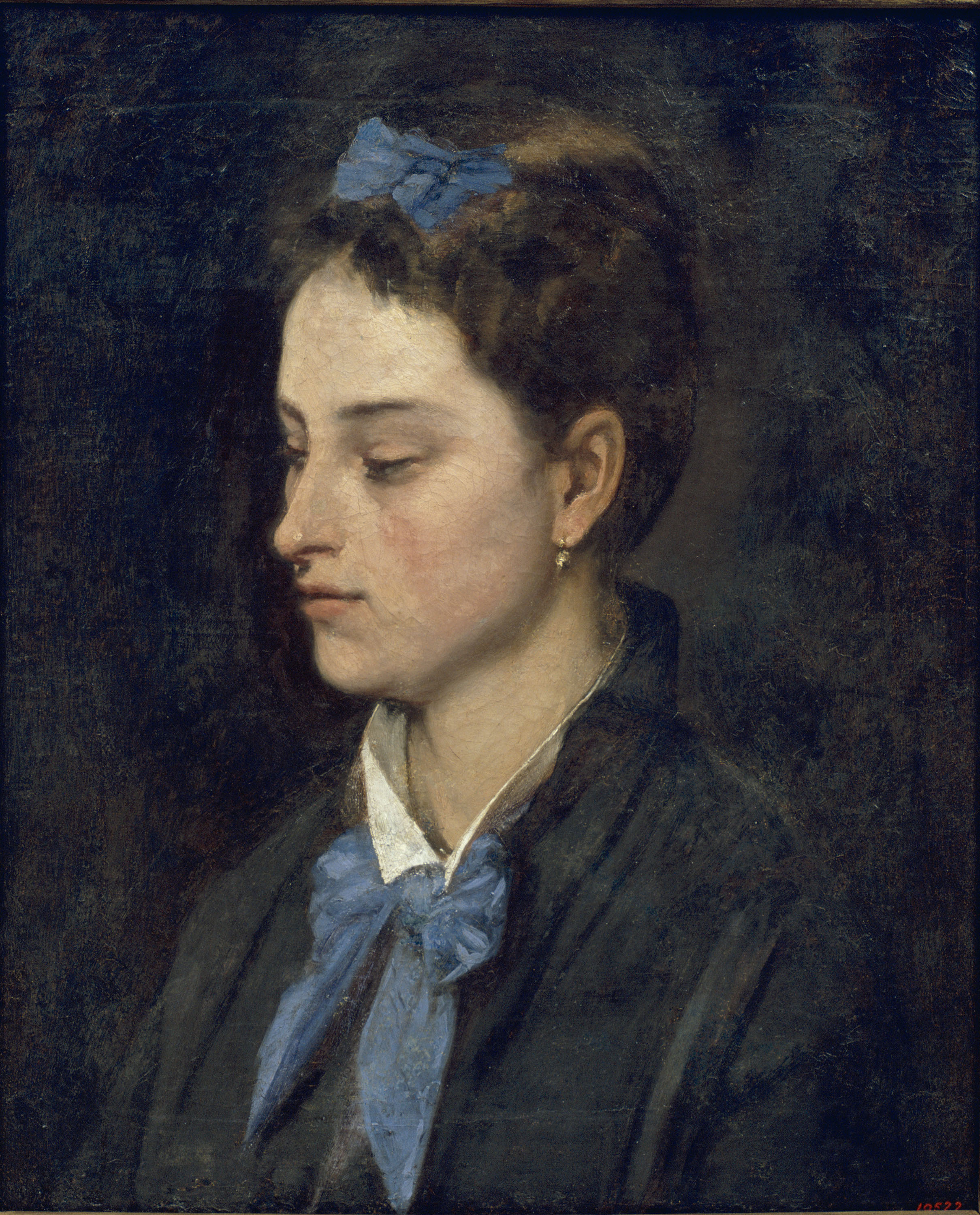 image for: Benet Mercadé - Retrat de Teresita amb llaços blaus - Cap a 1872