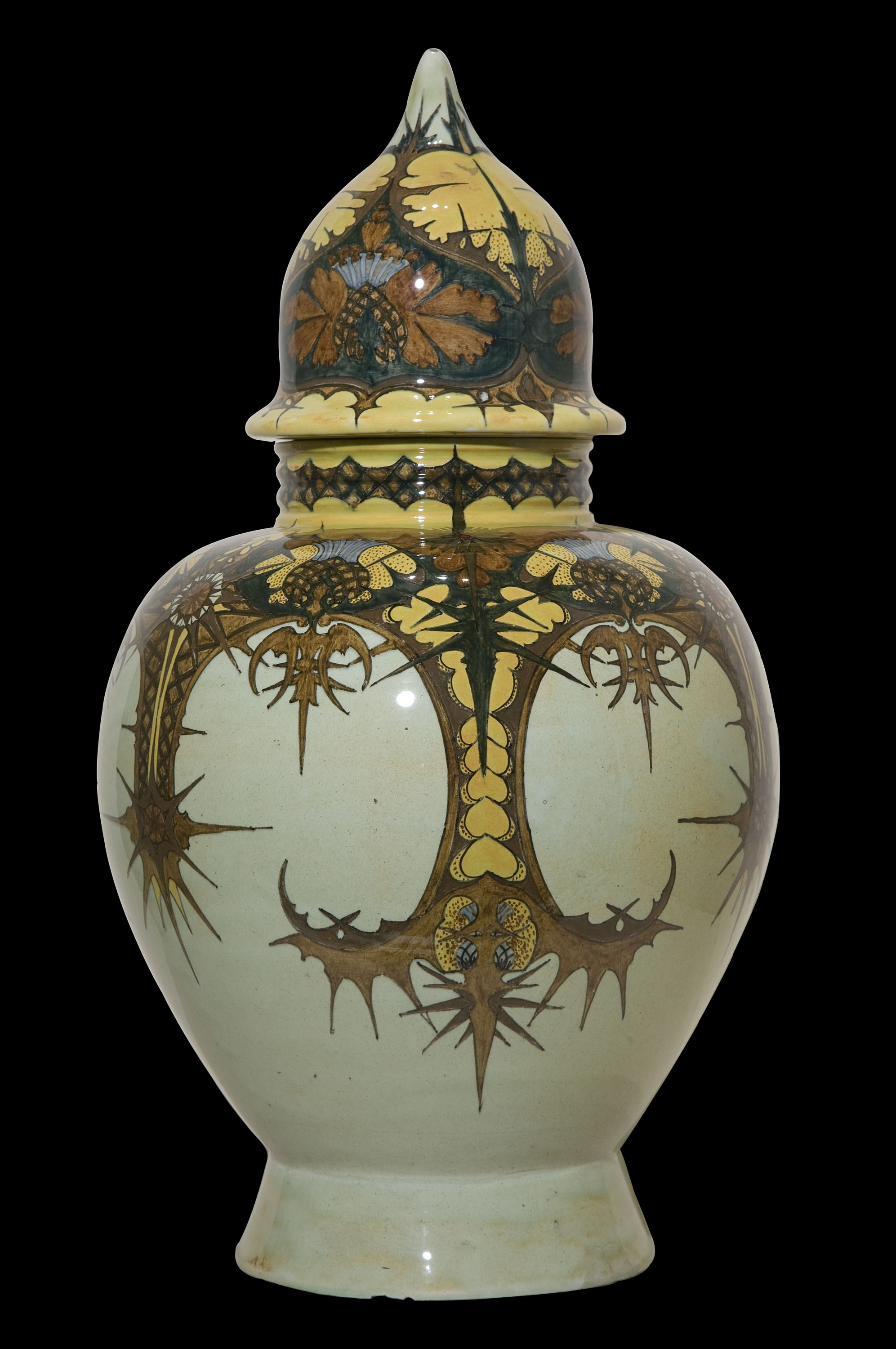 image for: Reial Fàbrica de Rozenburg - Vas amb tapadora decorat amb motius florals - Cap a 1898