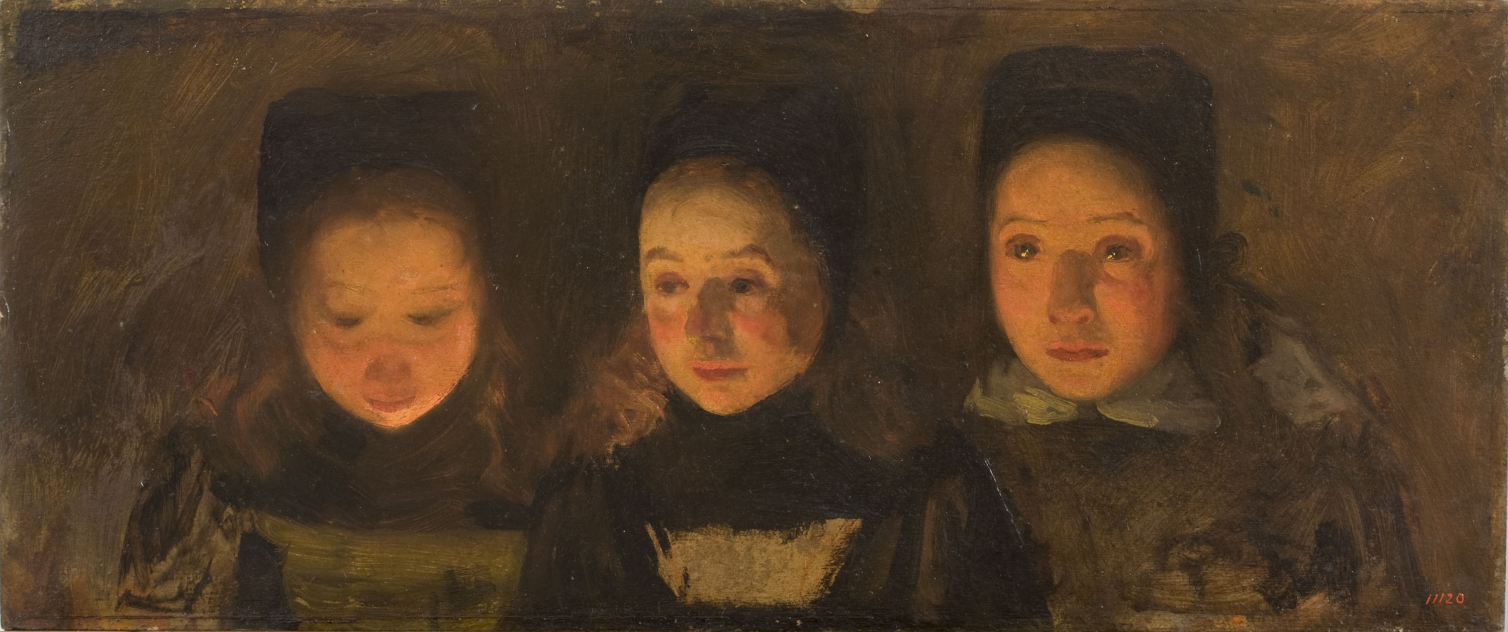image for: Charles Cottet - Tercet (estudi de caps) - Cap a 1900