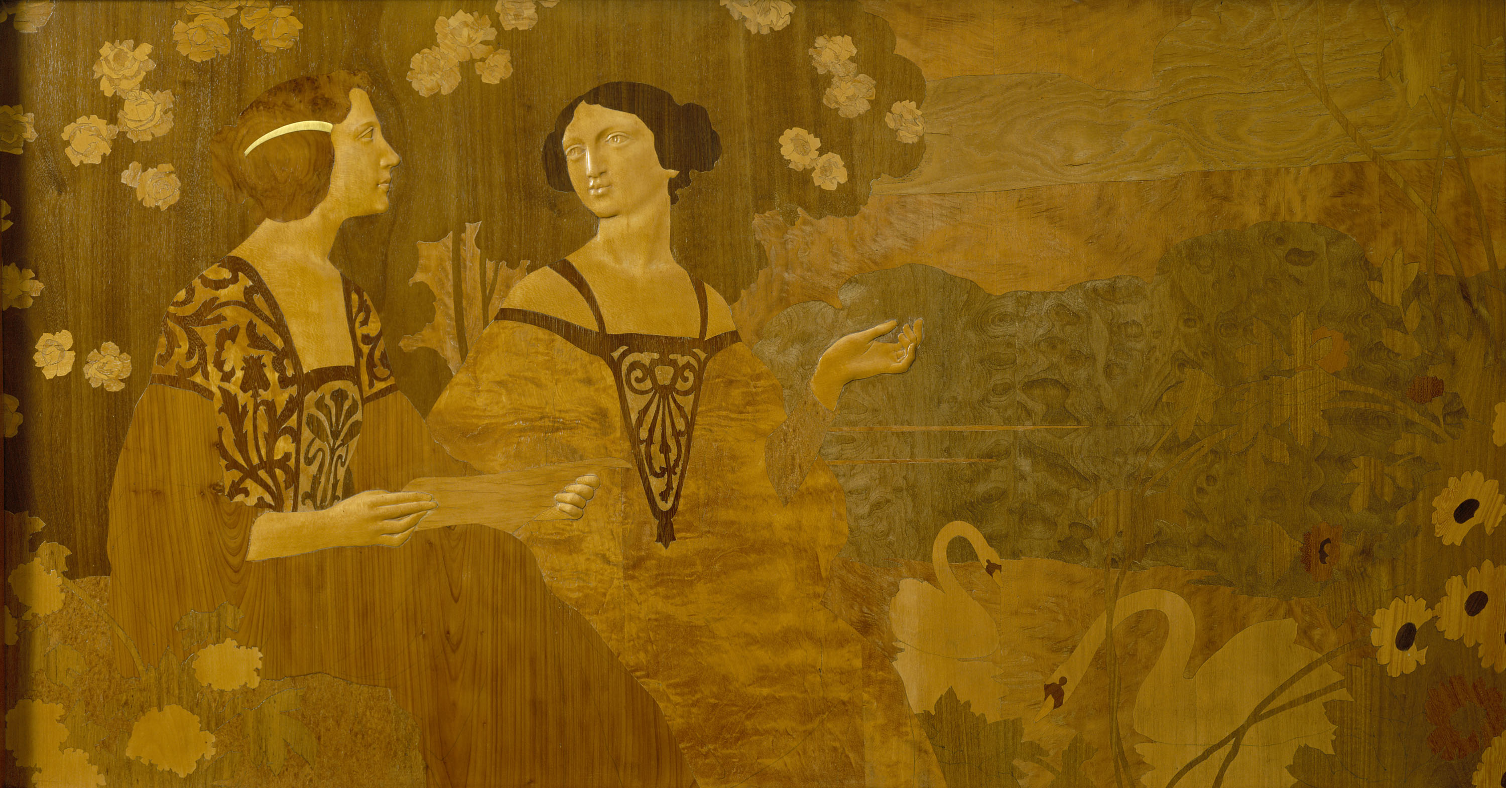 image for: Gaspar Homar - Noies assegudes a la vora de l'estany - Cap a 1905