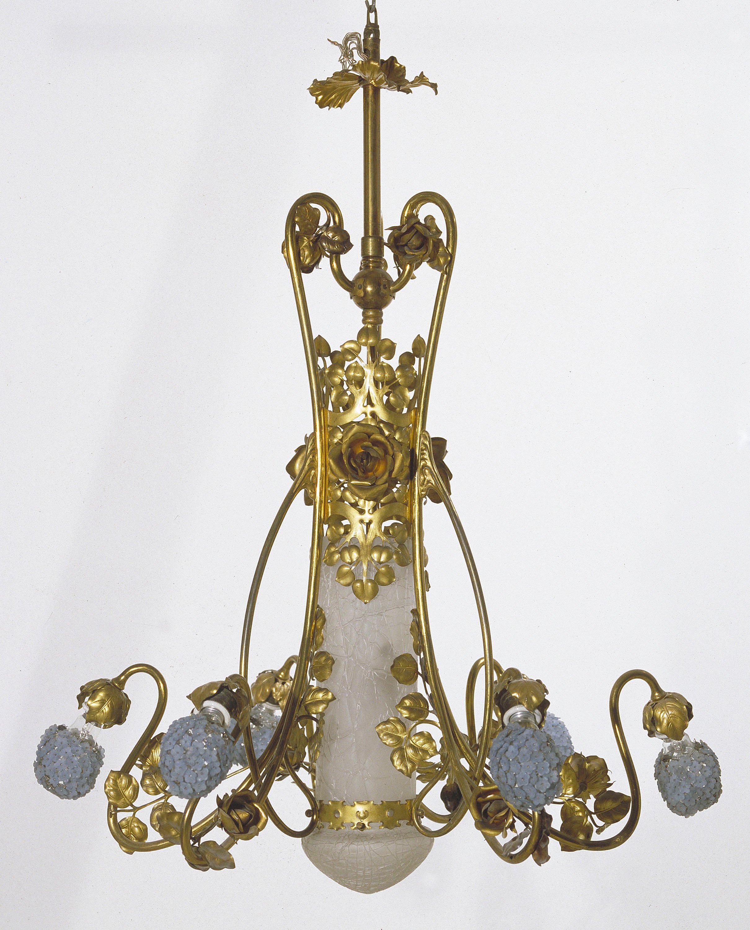 image for: Joan Busquets - Llum de sis braços amb bombetes Bordalba i globus central - 1907
