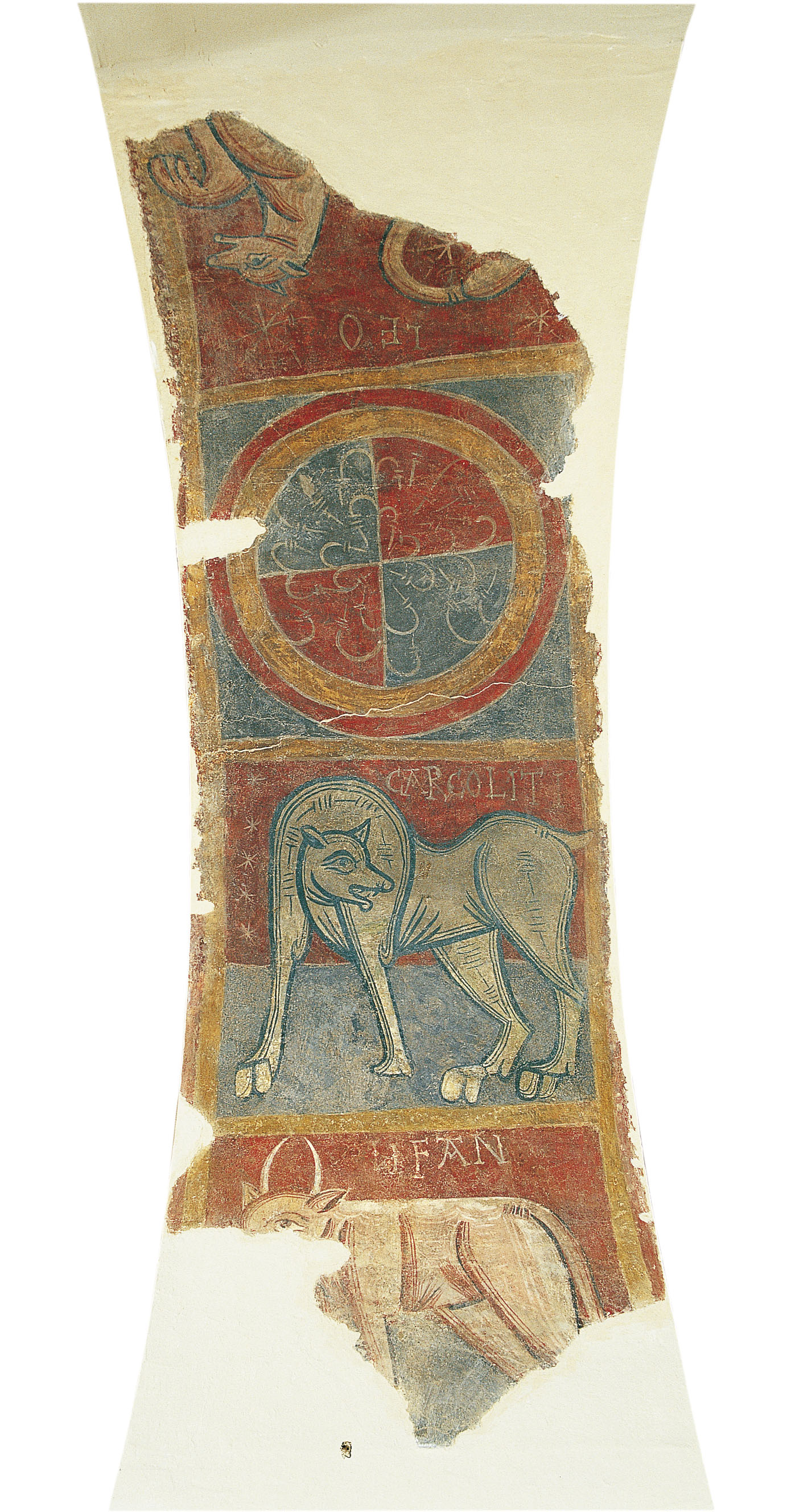 image for: Mestre de Boí - CARCOLITI, elefant i lleó de Sant Joan de Boí - Cap a 1100 [1]